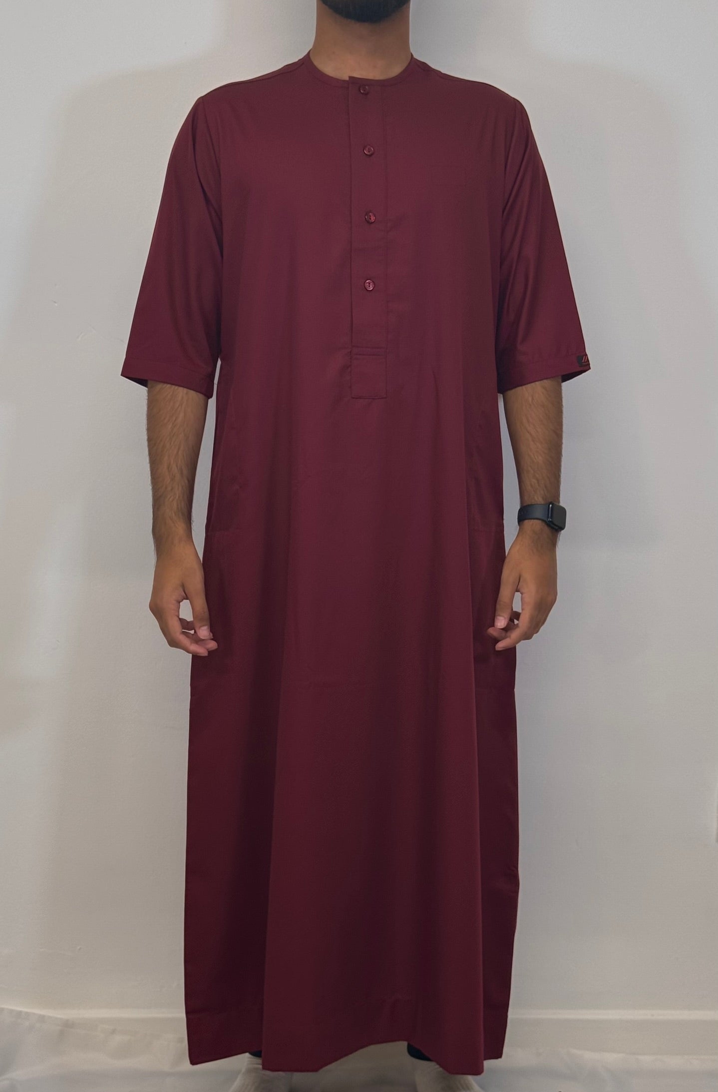 Men's Half-Sleeve Thobe - Maroon