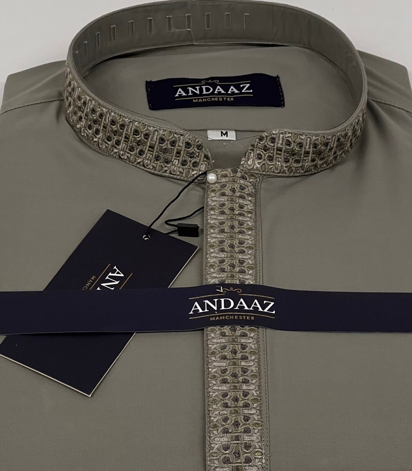Men's Shalwar Kameez Dark Pistachio Placket Embroidery