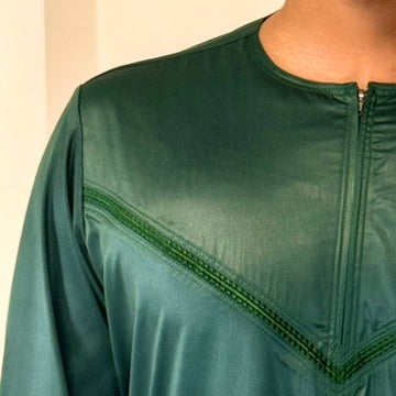 Men's Shiny Emirati/Omani Thobe - Bottle Green