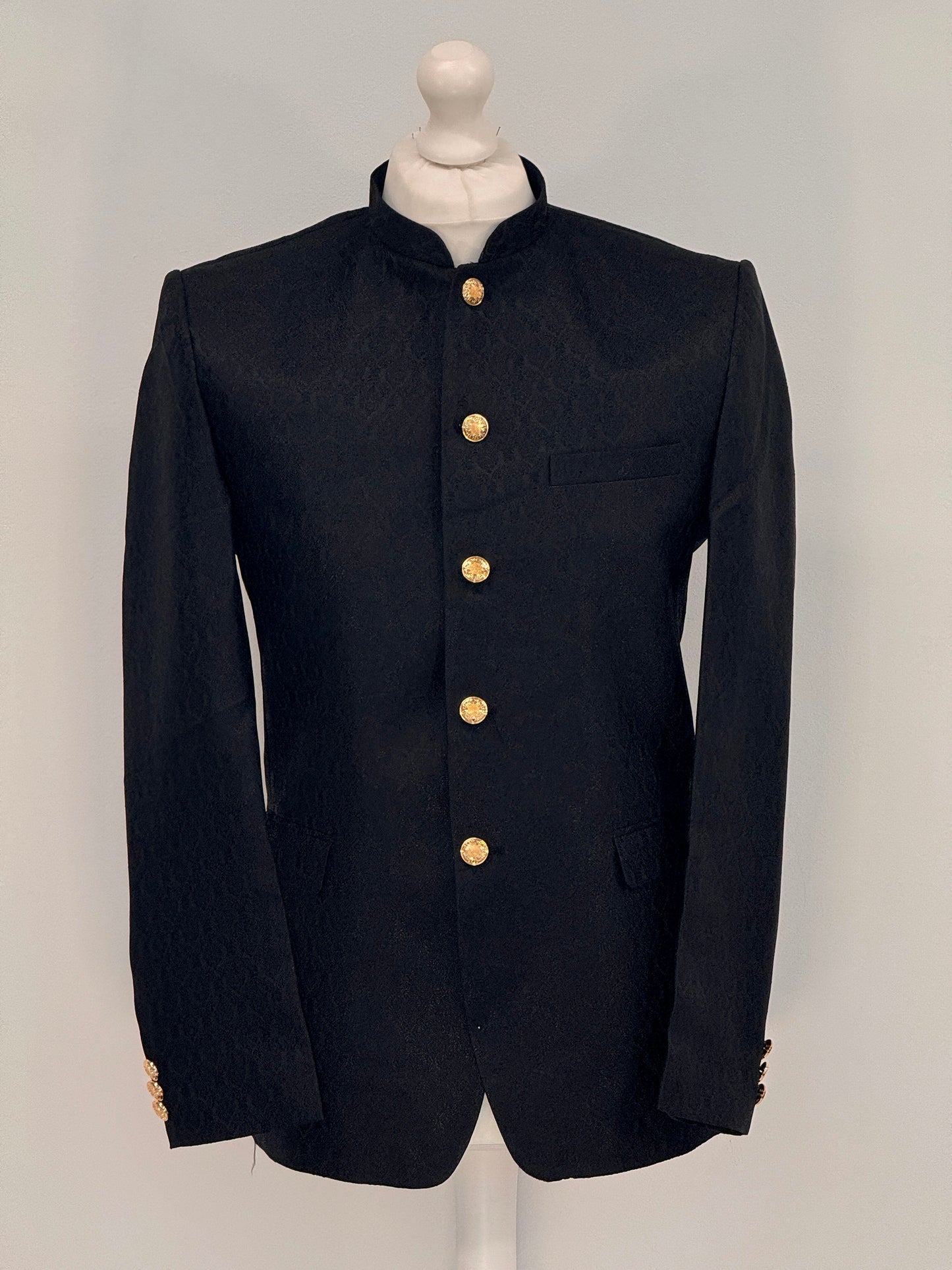 Men's Jamawar Black Prince Jacket - Design 2