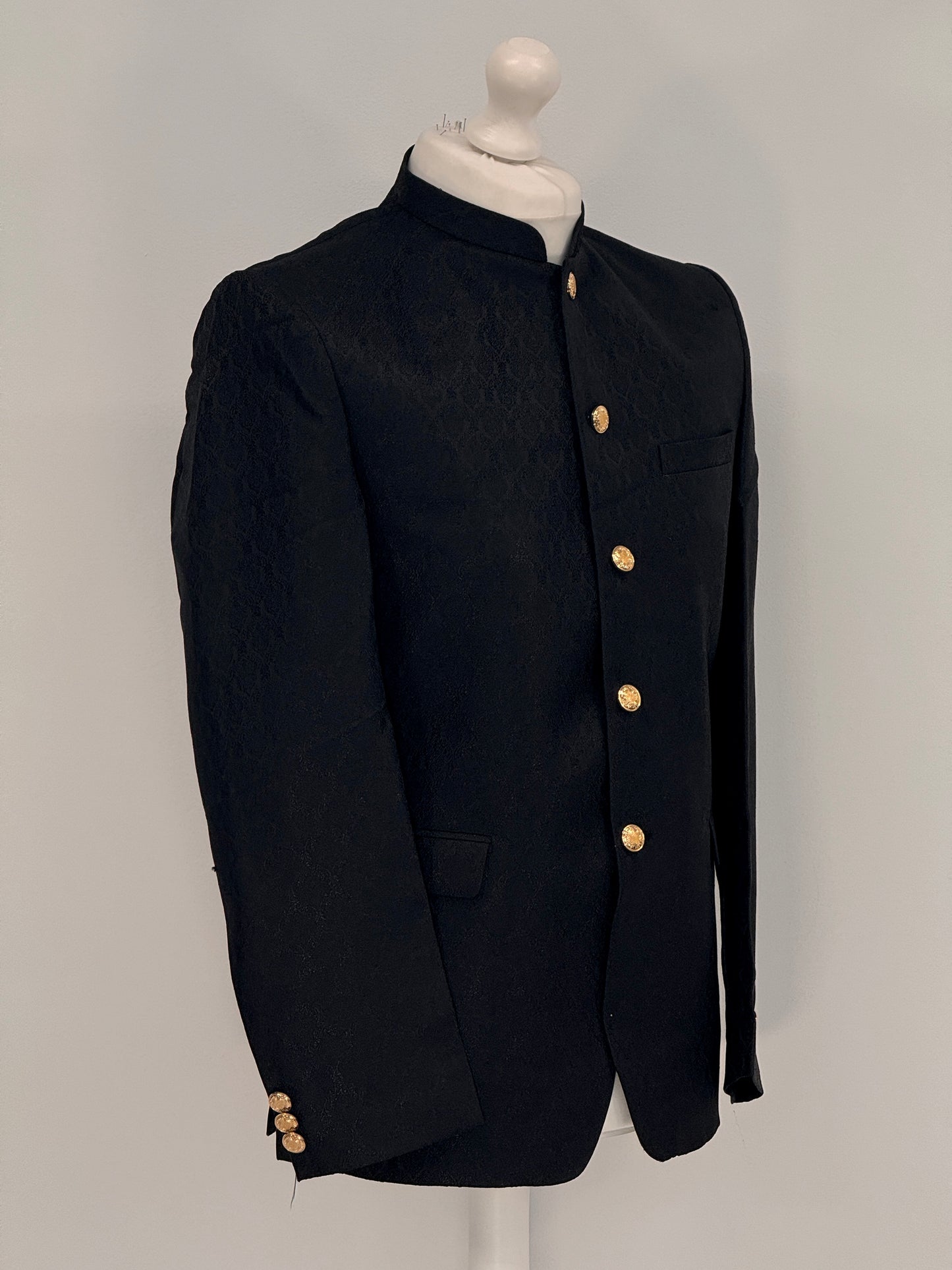 Men's Jamawar Black Prince Jacket - Design 2