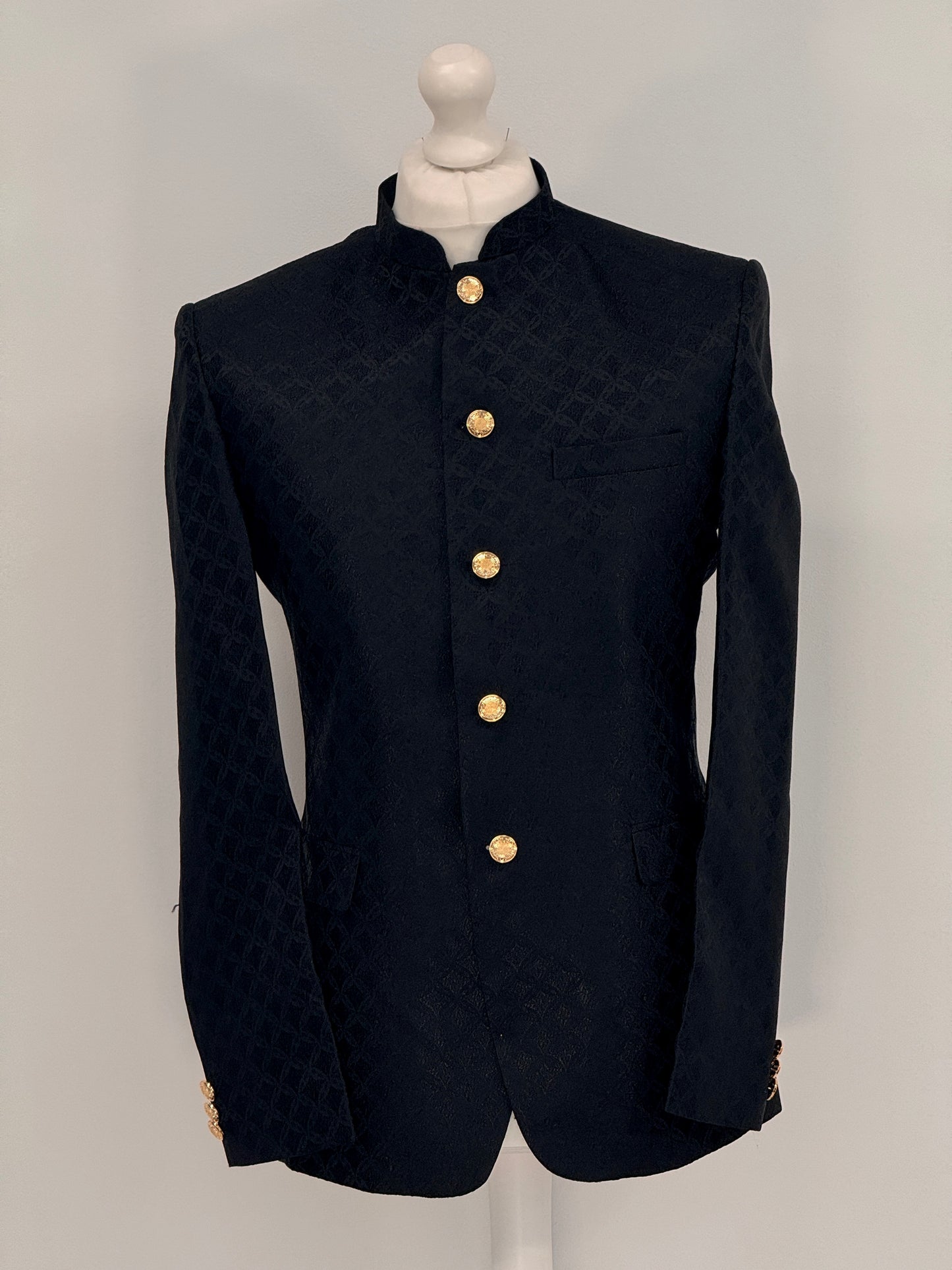 Men's Jamawar Black Prince Jacket - Design 3