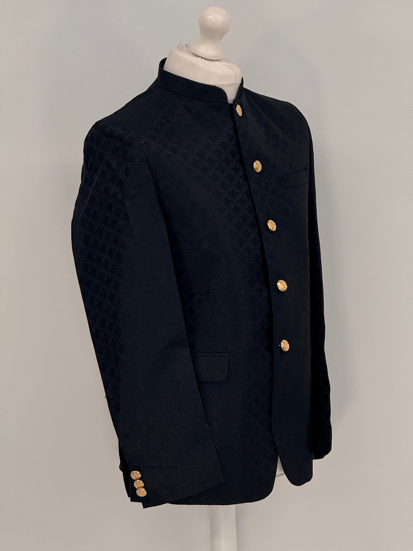 Men's Jamawar Black Prince Jacket - Design 3