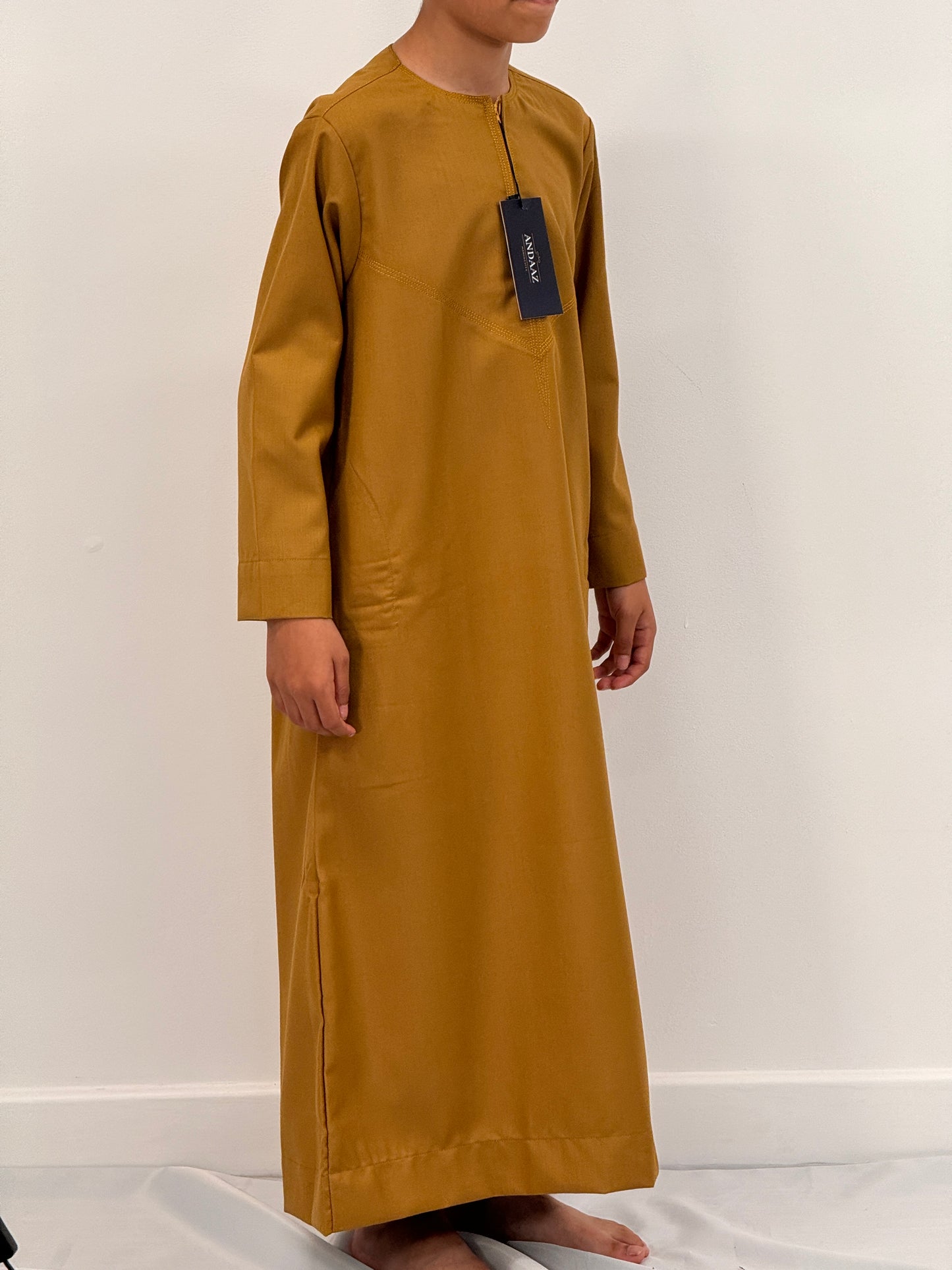 Boys Hadi Thobe Winter Material - Mustard