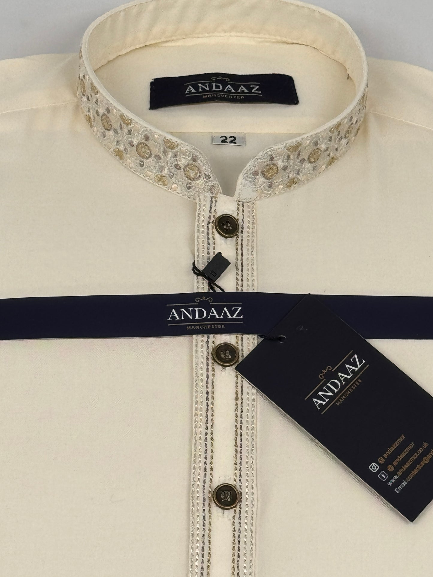 Boys Shalwar Kameez Cream 2 Embroidery