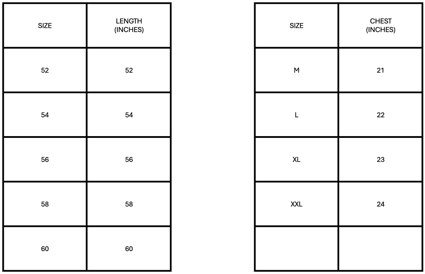 AYAAN Men's Thobe Sizes Chart
