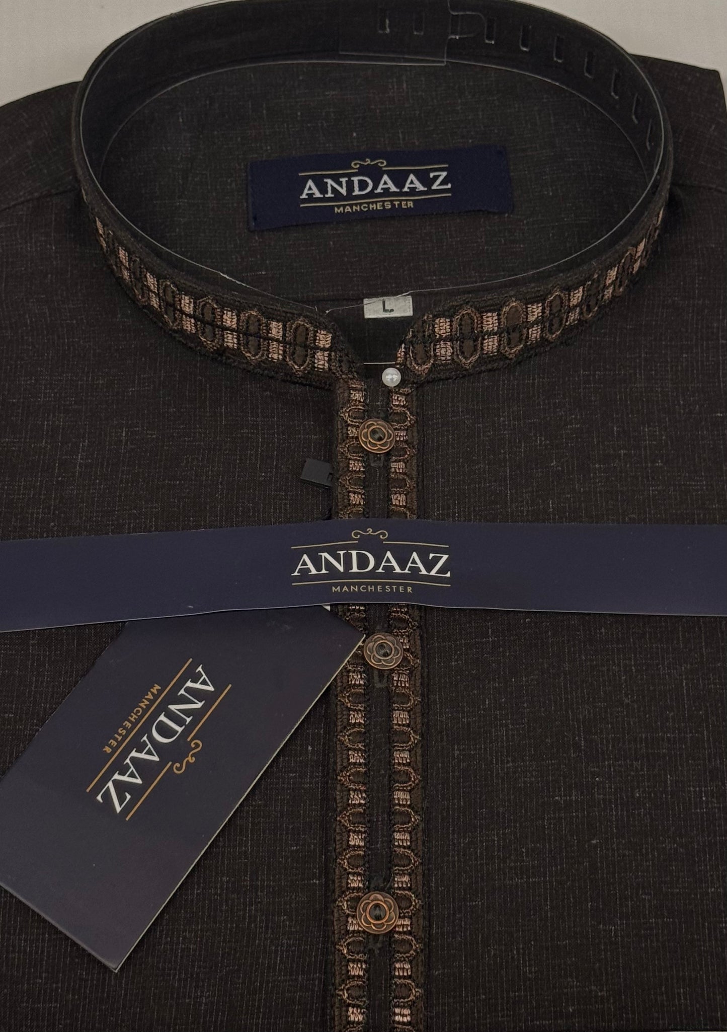Men's Shalwar Kameez Dark Brown Embroidery