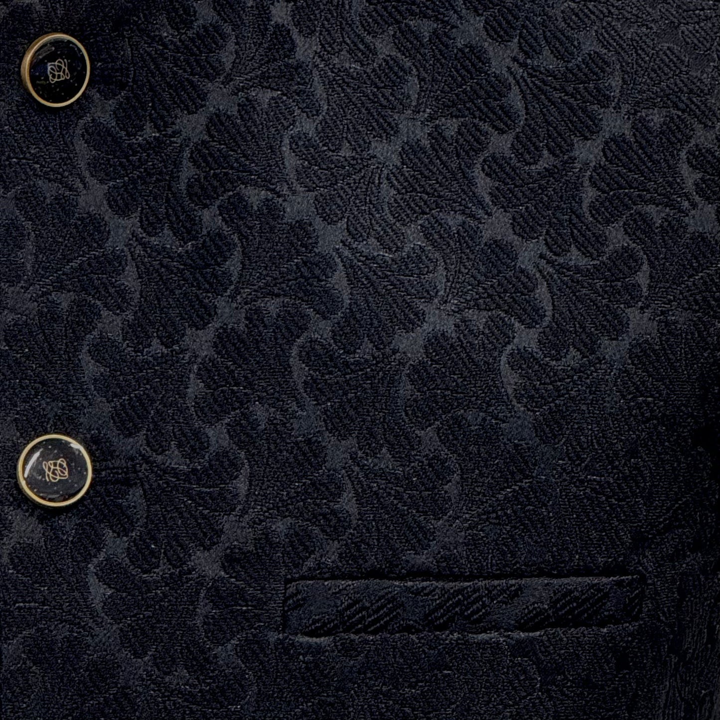 Black Jamawar Petal Waistcoat Fabric