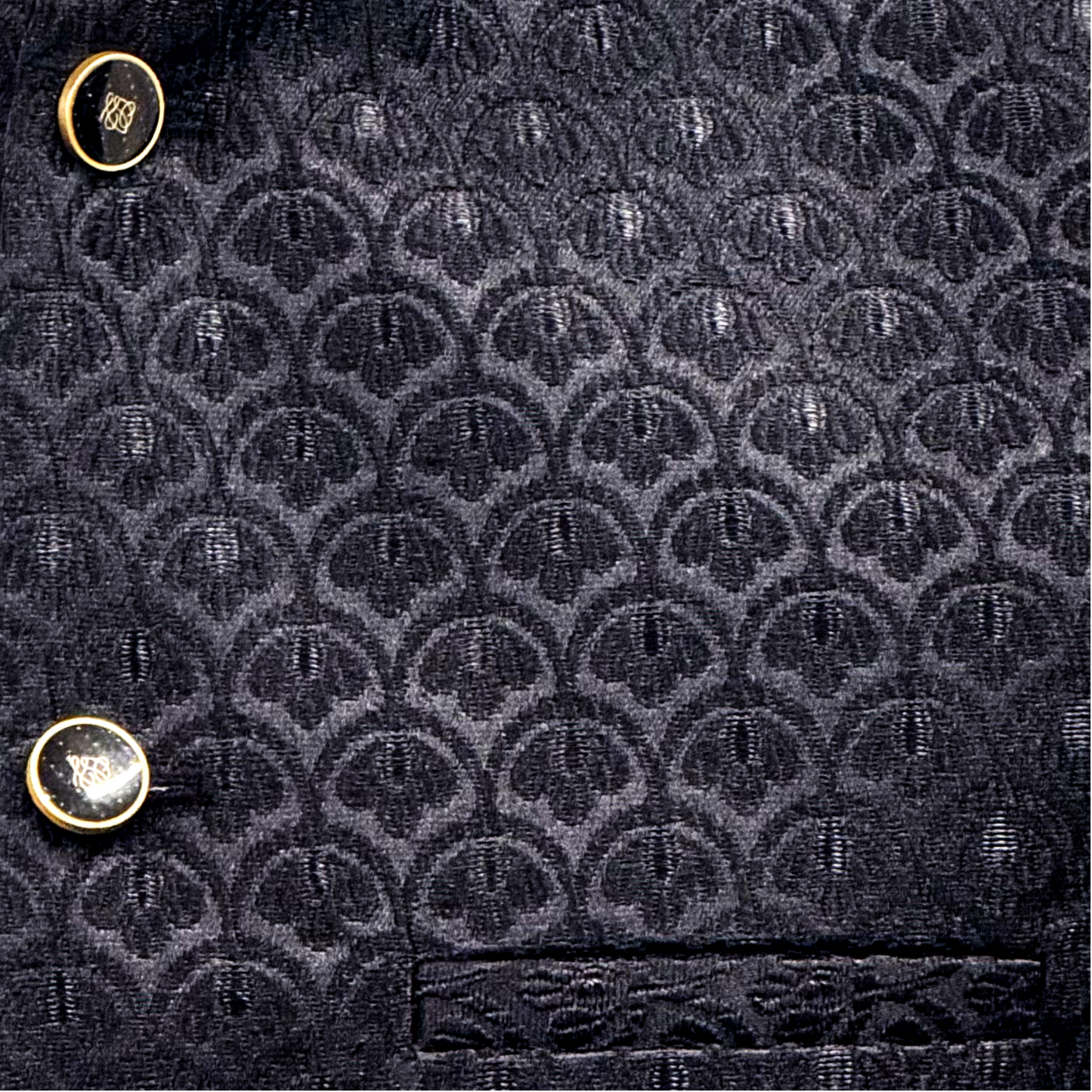 Men's Shell Design Black Jamawar Waistcoat