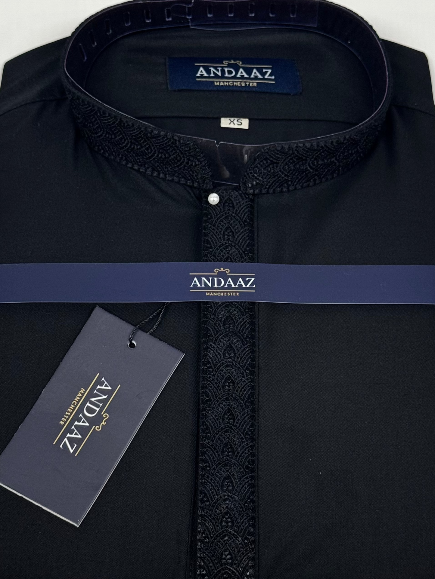 Black with Black Placket Embroidery