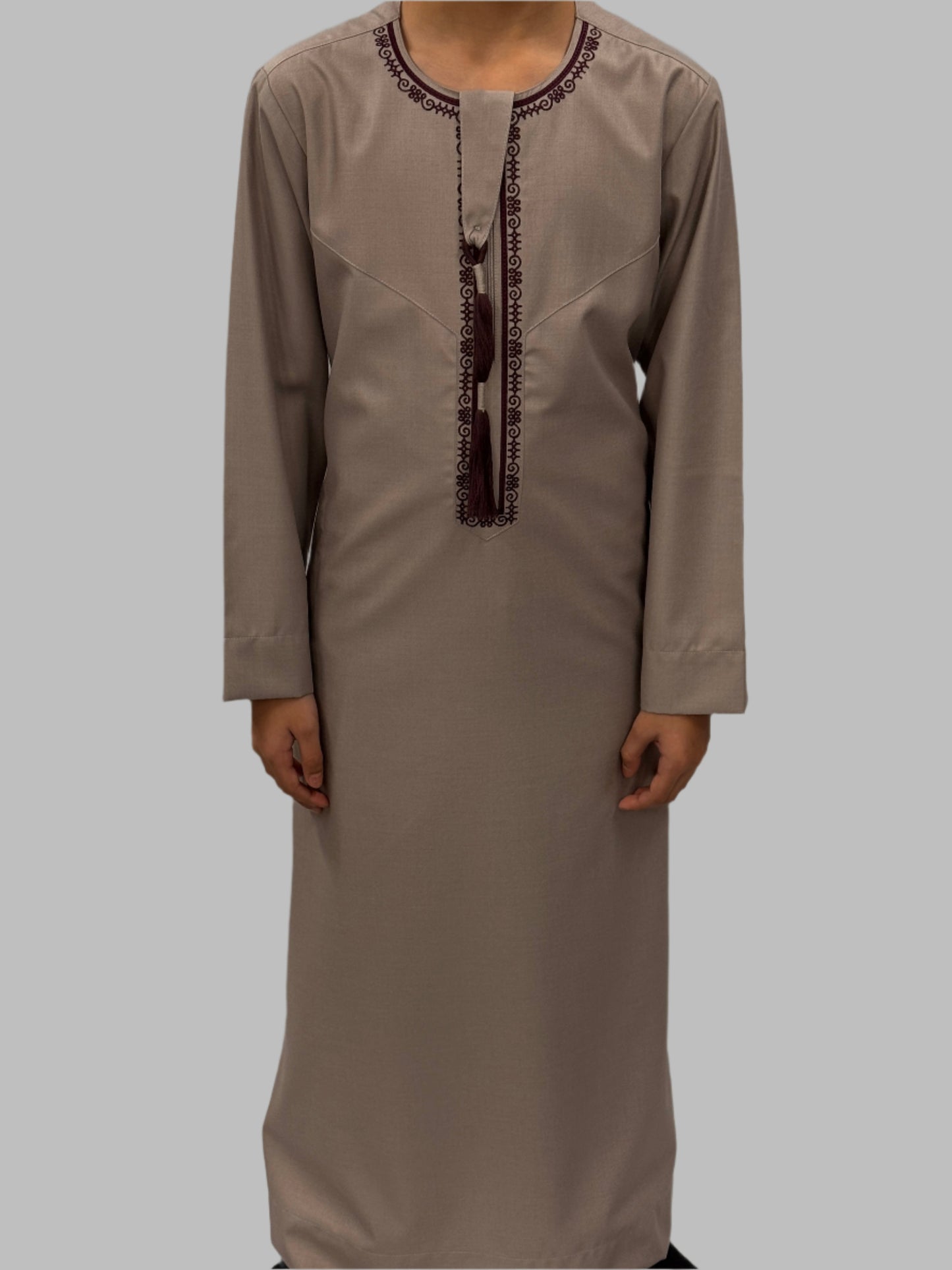 Boys Skin Premium Embroidery Thobe Front View
