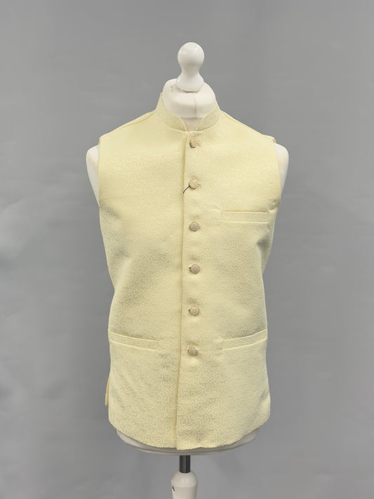 Butter Cream Swirl Design Jamawar Waistcoat