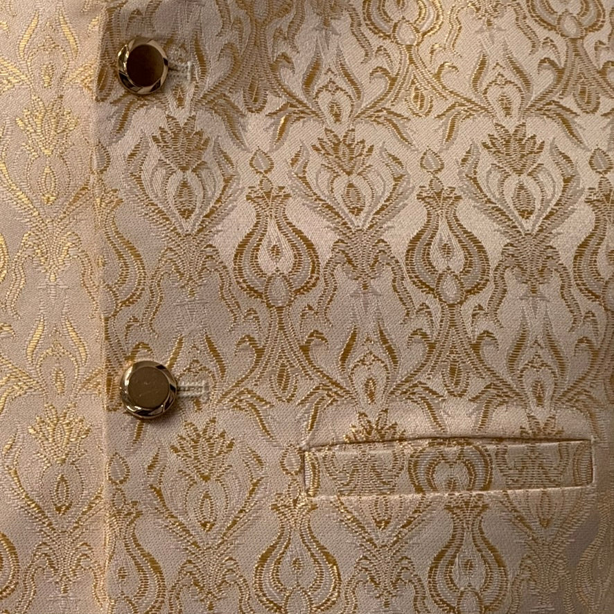 Men's Gold Royal 1 Design Jamawar Waistcoat