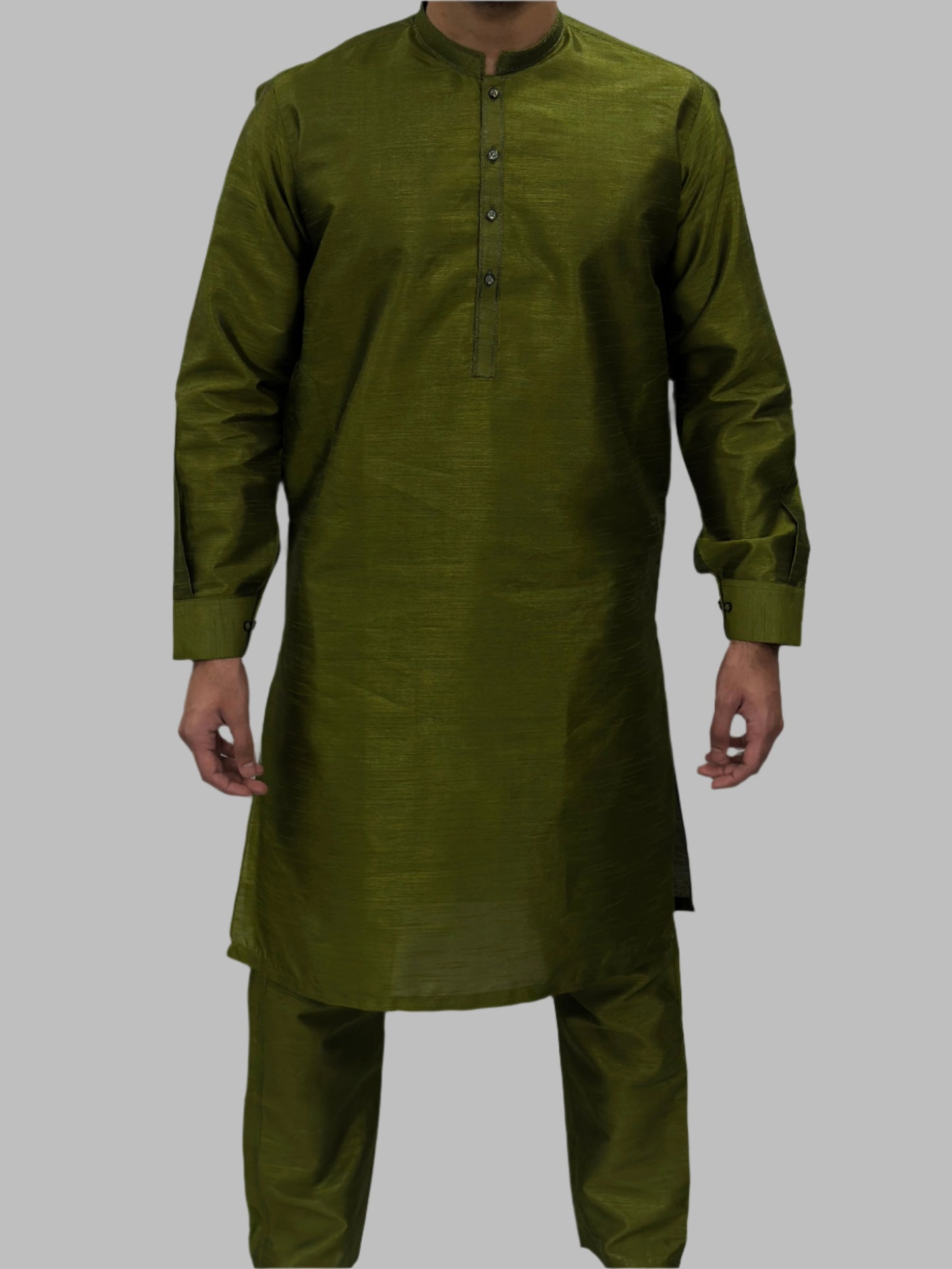 Dark_Mehndi_Green_Plain_Silky_Front_View