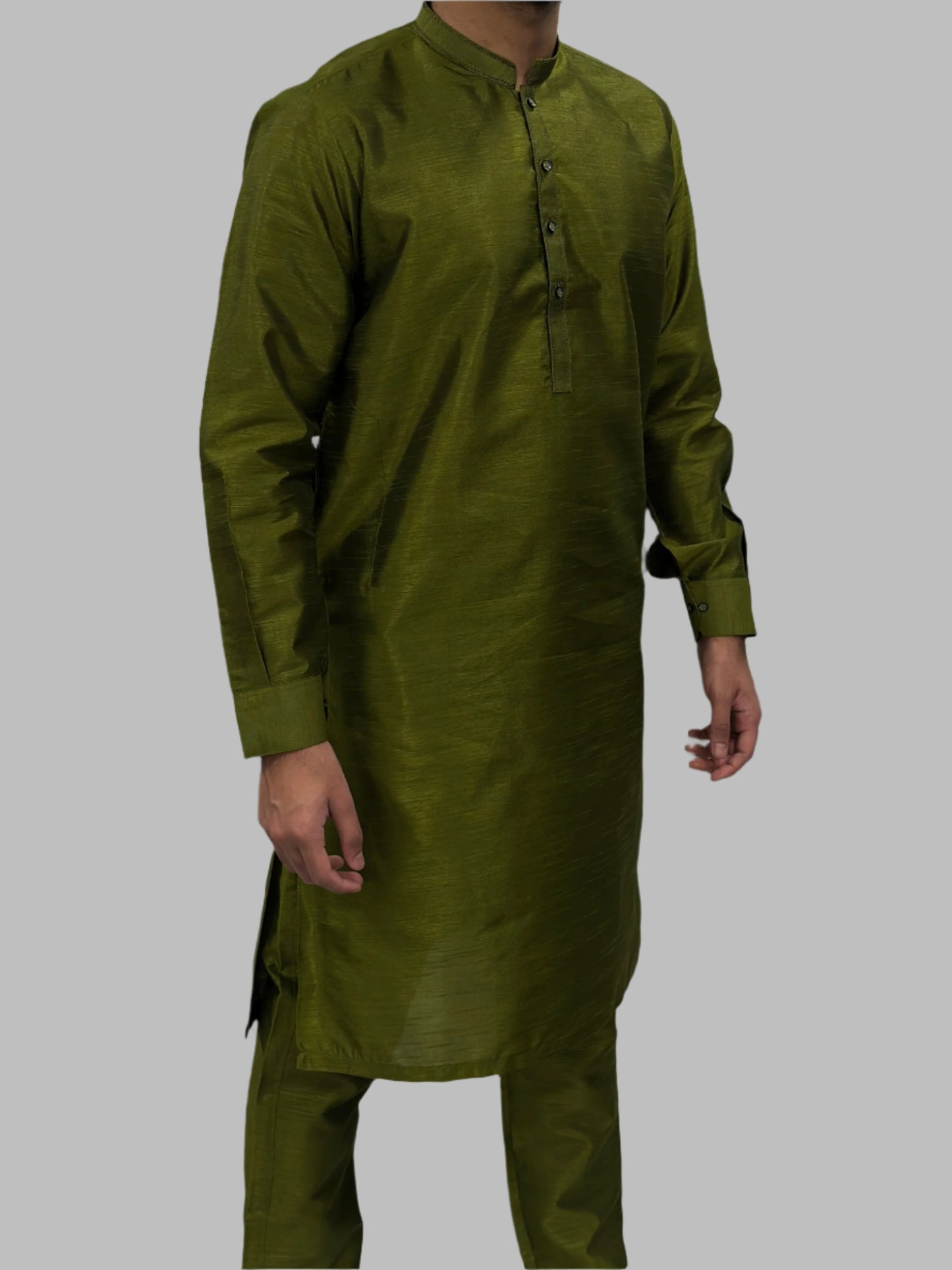 Dark_Mehndi_Green_Plain_Silky_Side_View