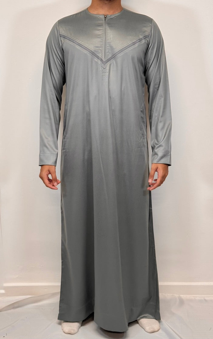 Men's Shiny Emirati/Omani Thobe - Grey