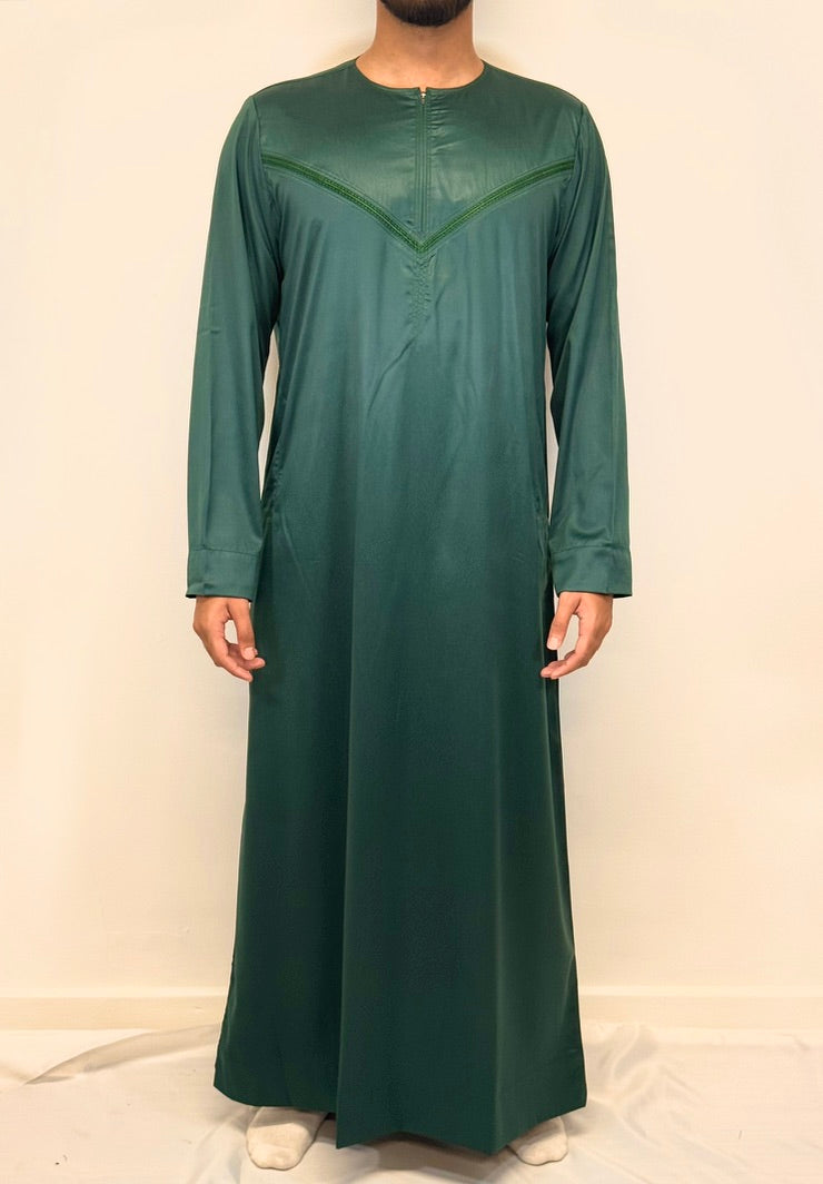 Men's Shiny Emirati/Omani Thobe - Bottle Green