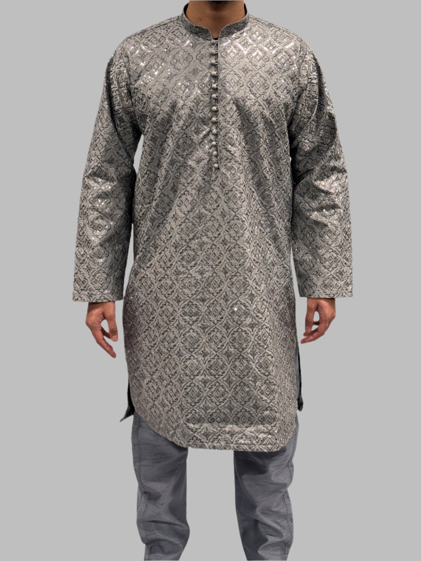 Grey Sequin Embroidery Front view