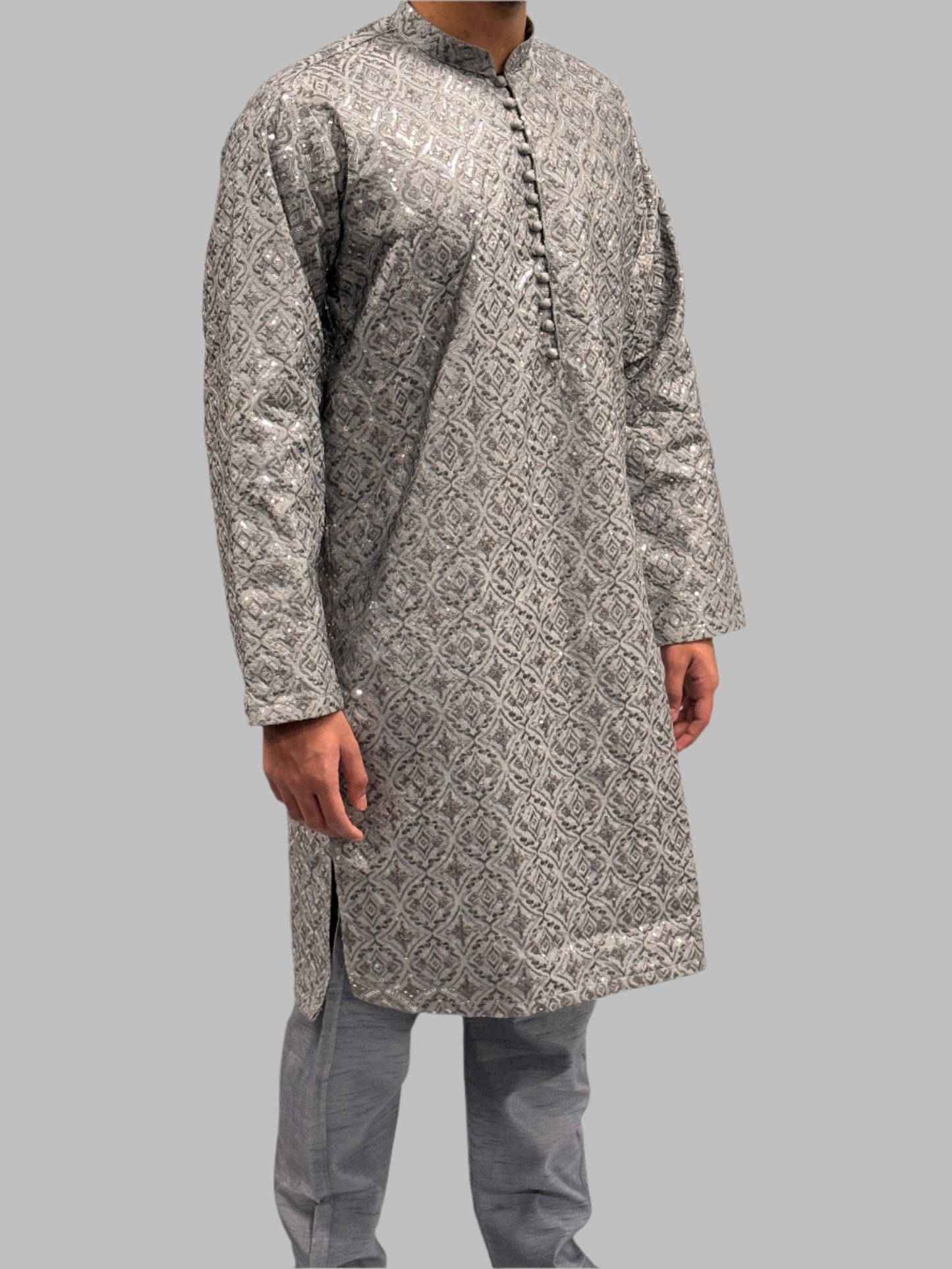Grey Sequin Embroidery Side view