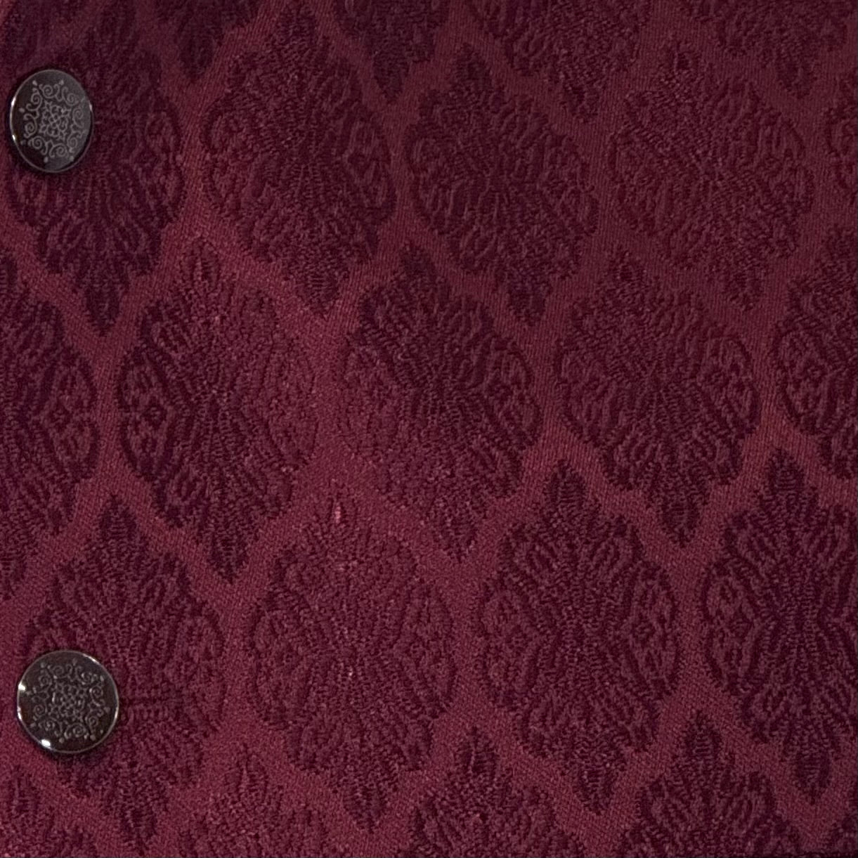 Men's Maroon Diamond Design Jamawar Waistcoat