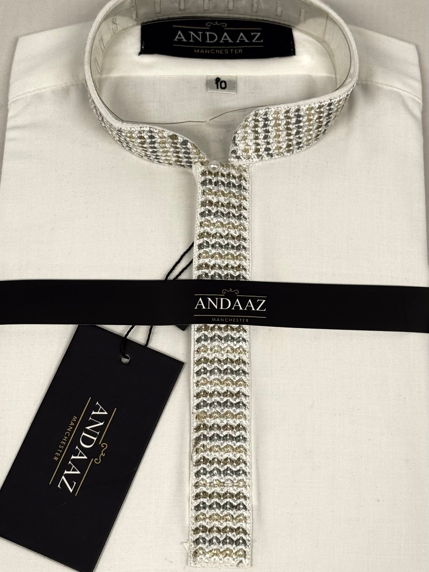 Boys Shalwar Kameez Zigzag Off White Placket