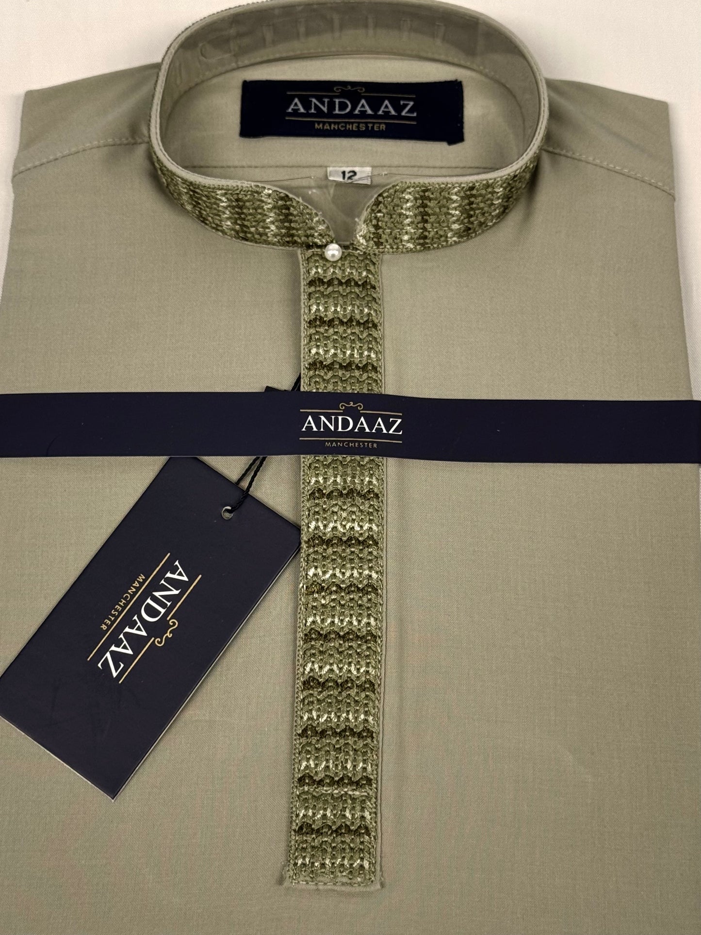 Boys Shalwar Kameez Zigzag Pale Green Placket