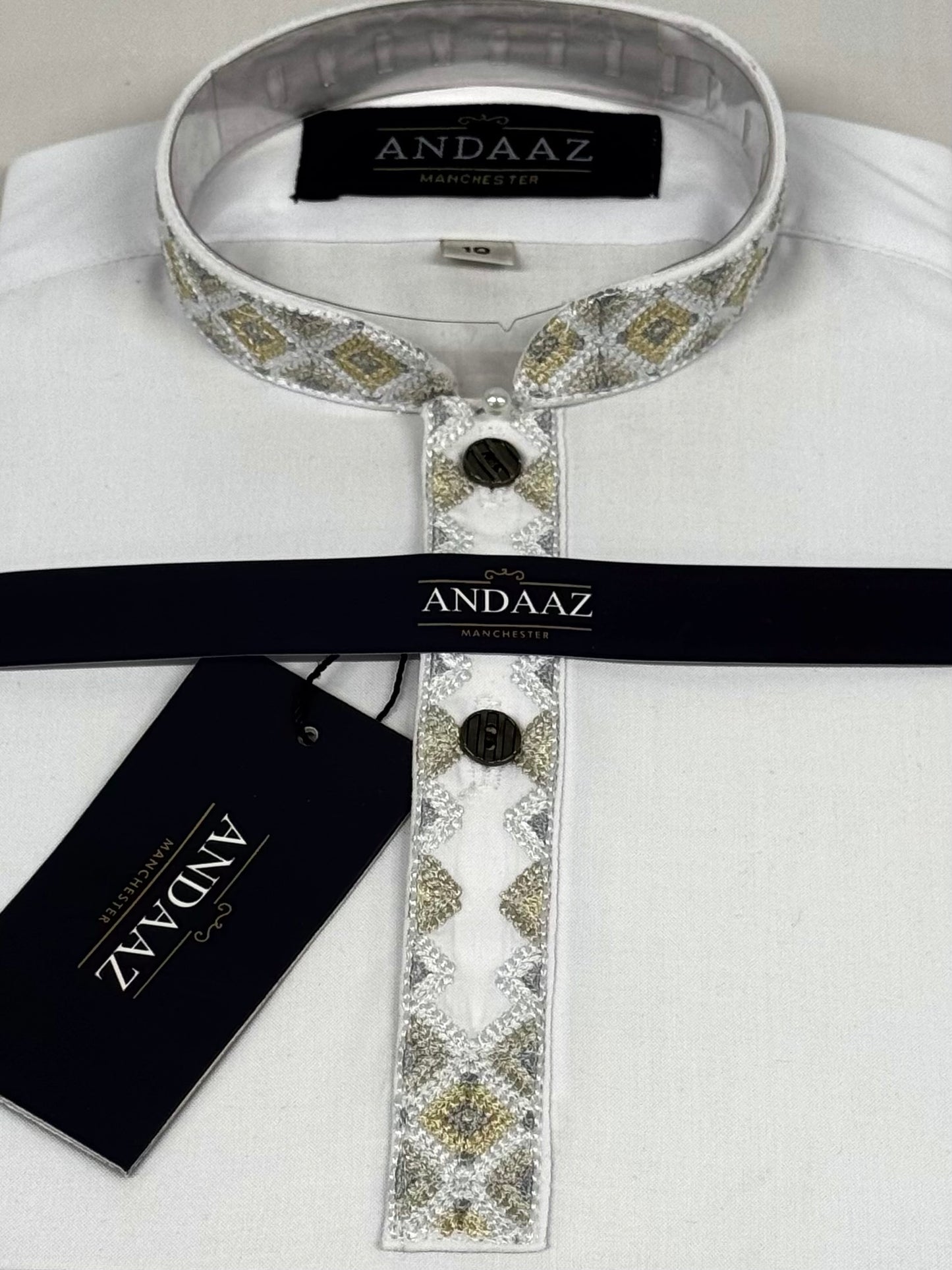 Boys Shalwar Kameez Geo White Placket