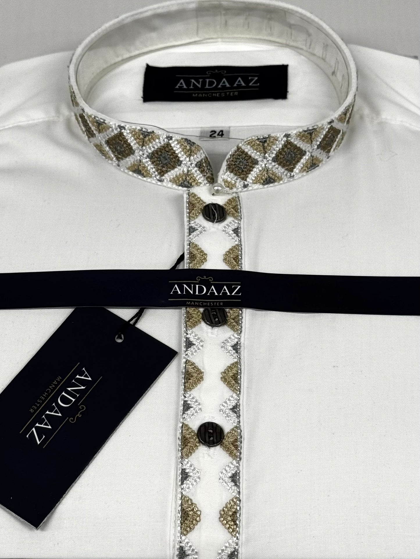 Boys Shalwar Kameez Geo Off White Placket