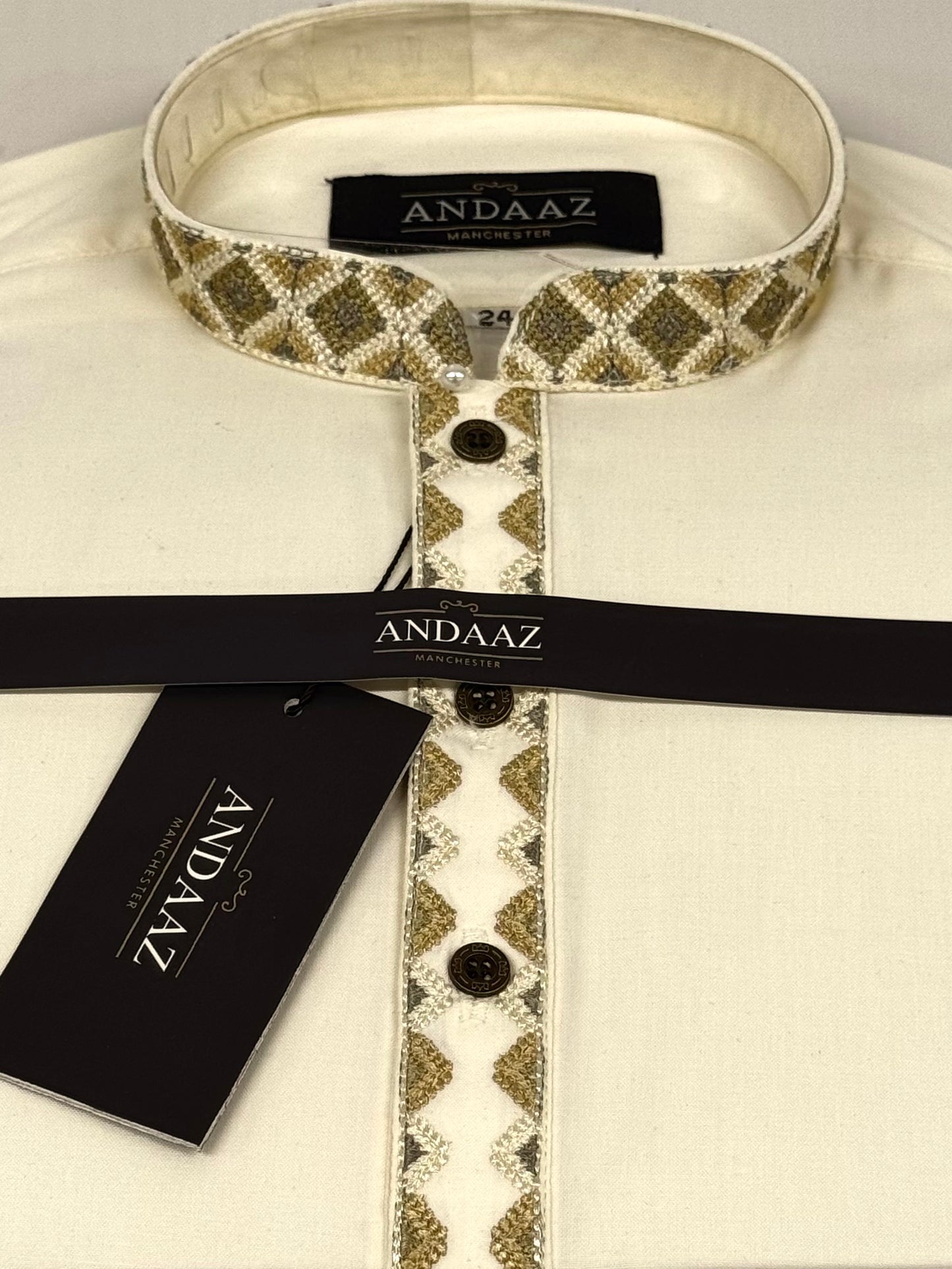 Boys Shalwar Kameez Geo Cream Placket