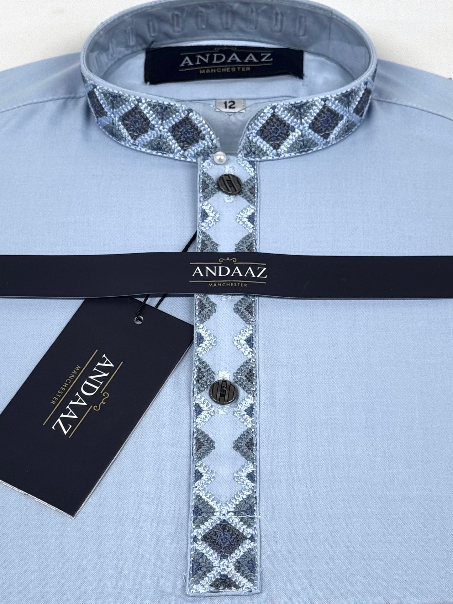 Boys Shalwar Kameez Geo Sky Blue Placket