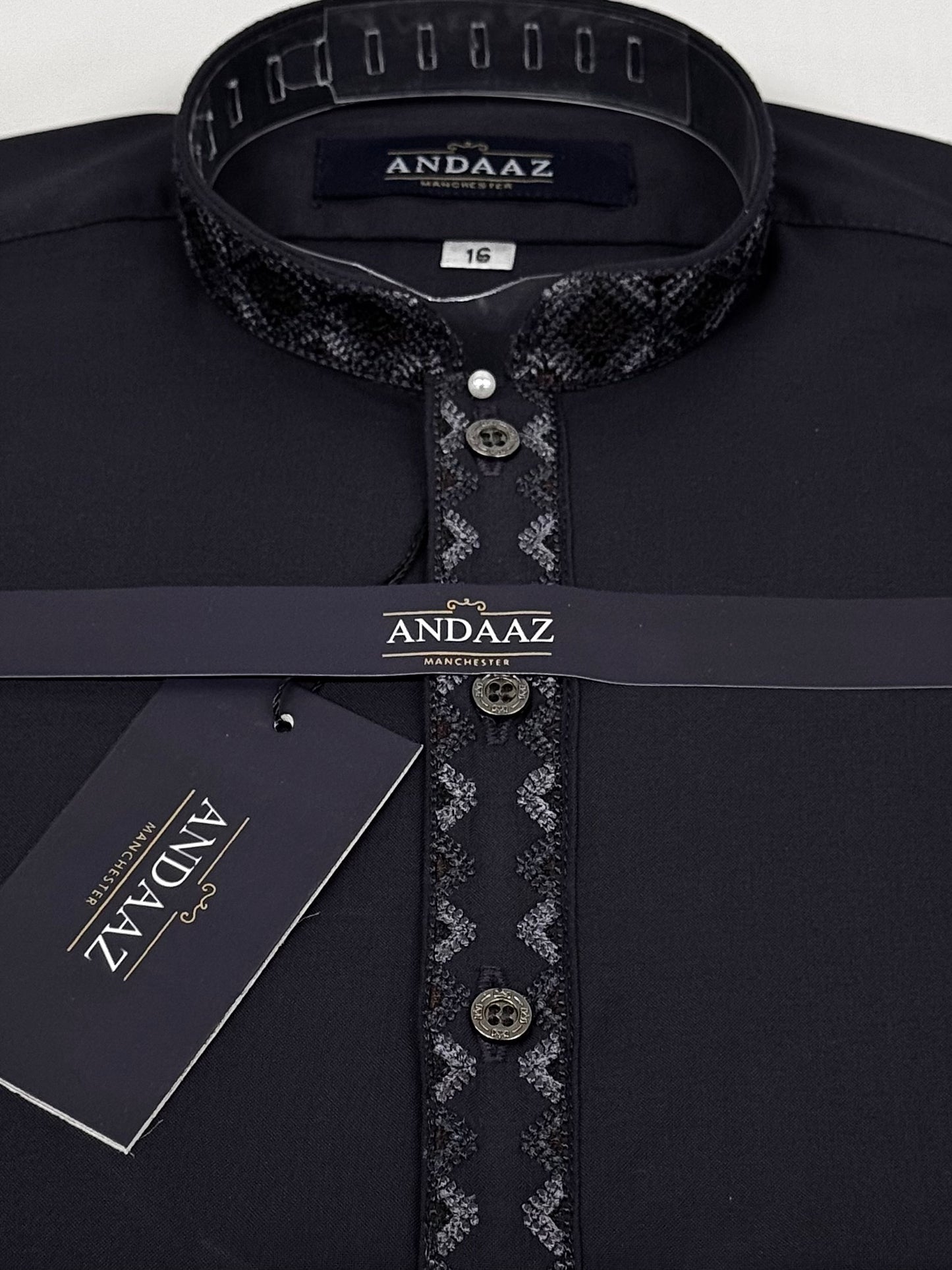 Boys Shalwar Kameez Geo Ink Blue Placket