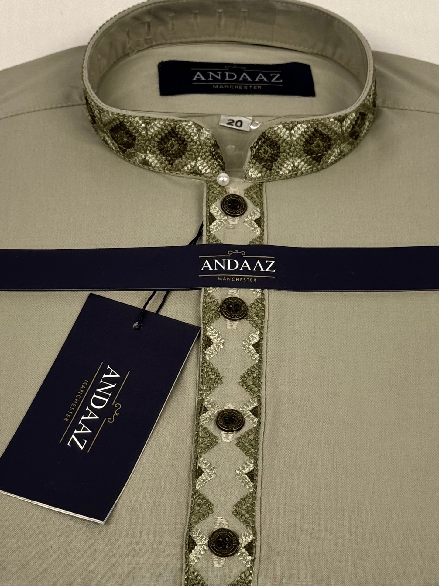 Boys Shalwar Kameez Geo Pale Green Placket