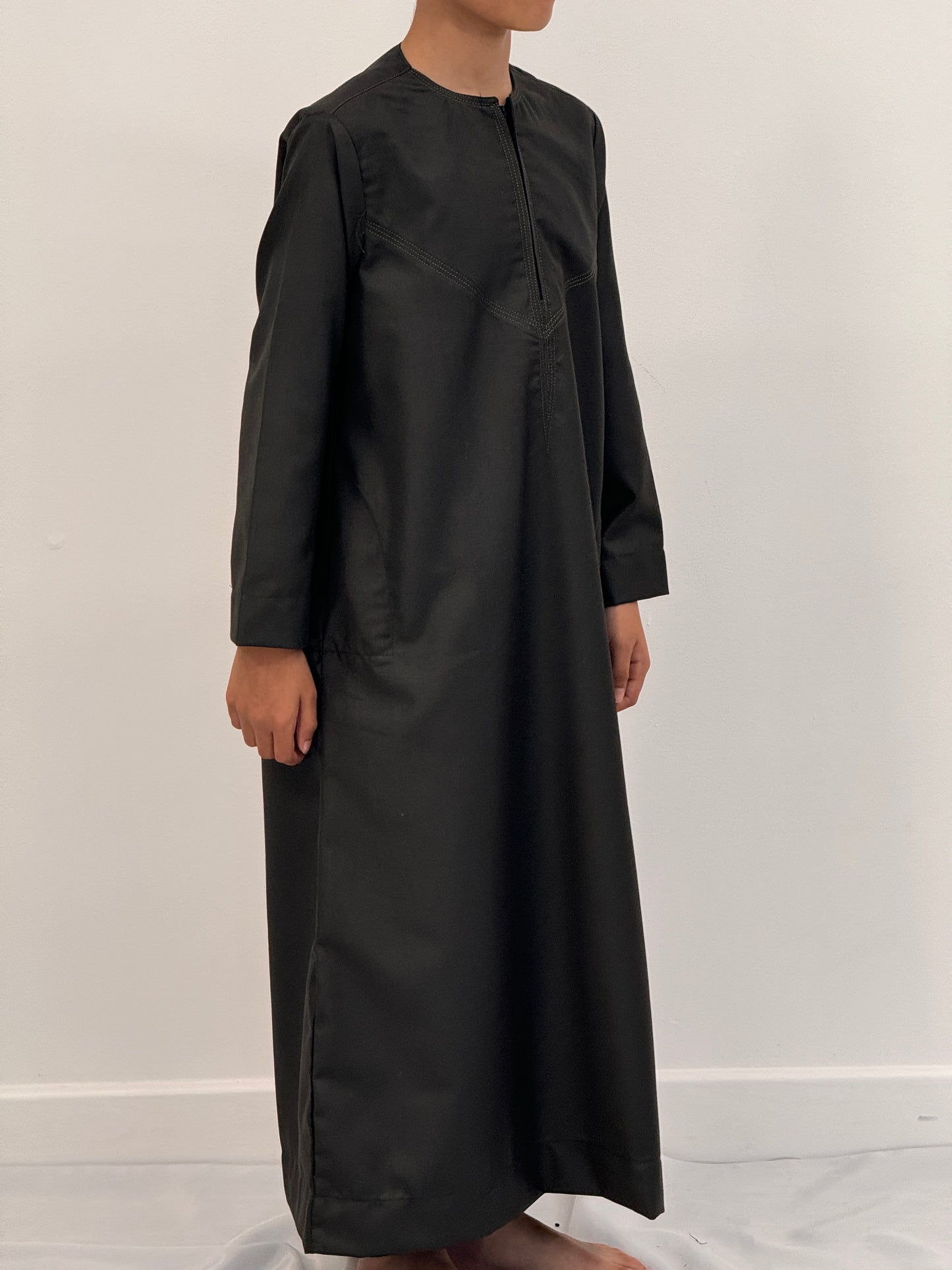 Boys Hadi Thobe Winter Material - Dark Grey