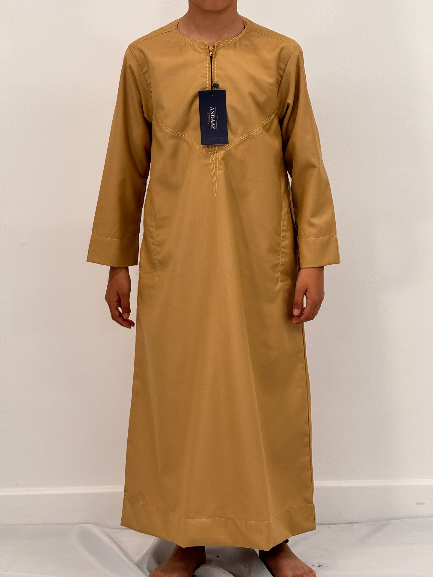Boys Hadi Thobe Winter Material - Caramel