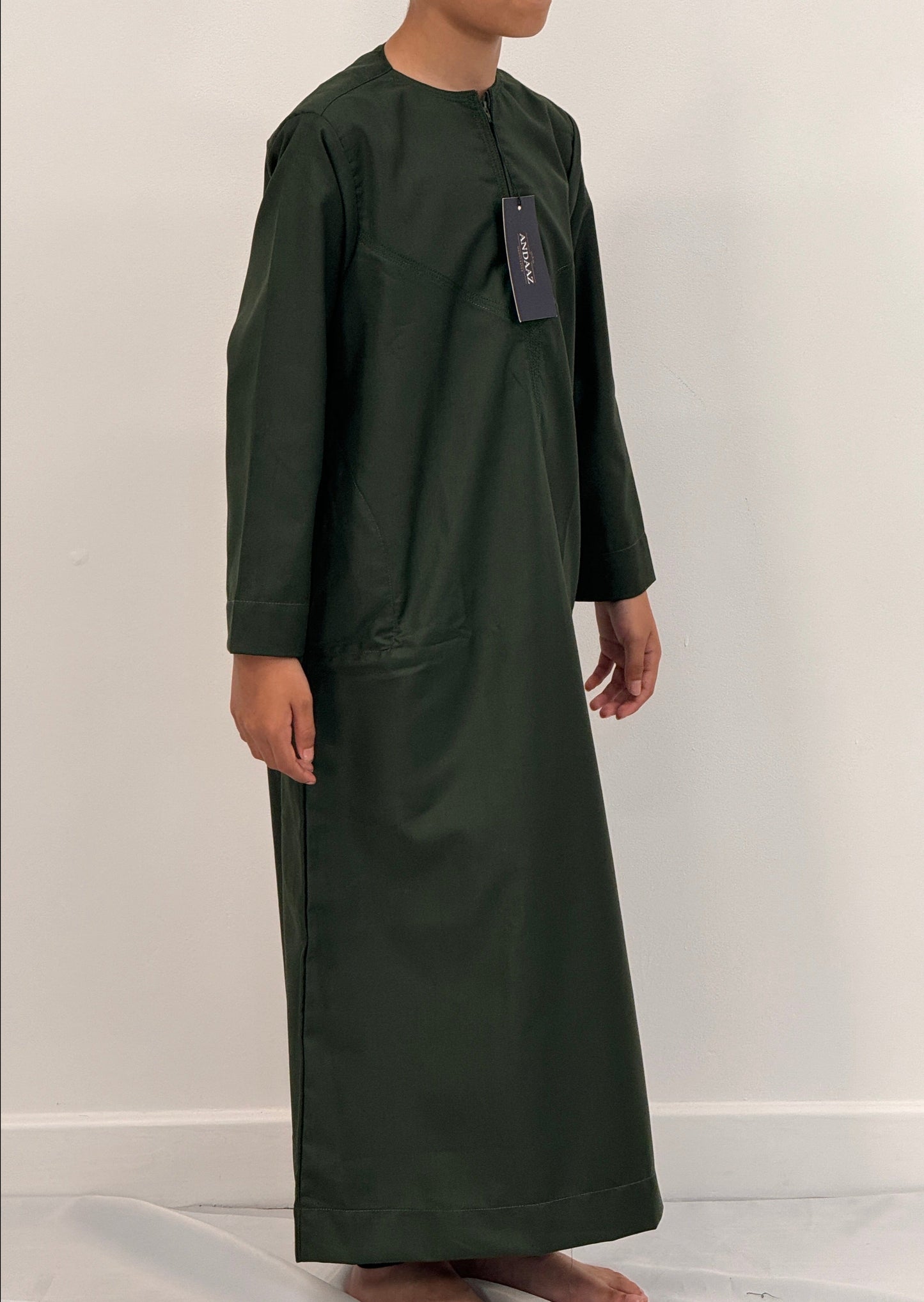 Boys Hadi Thobe Winter Material - Dark Green
