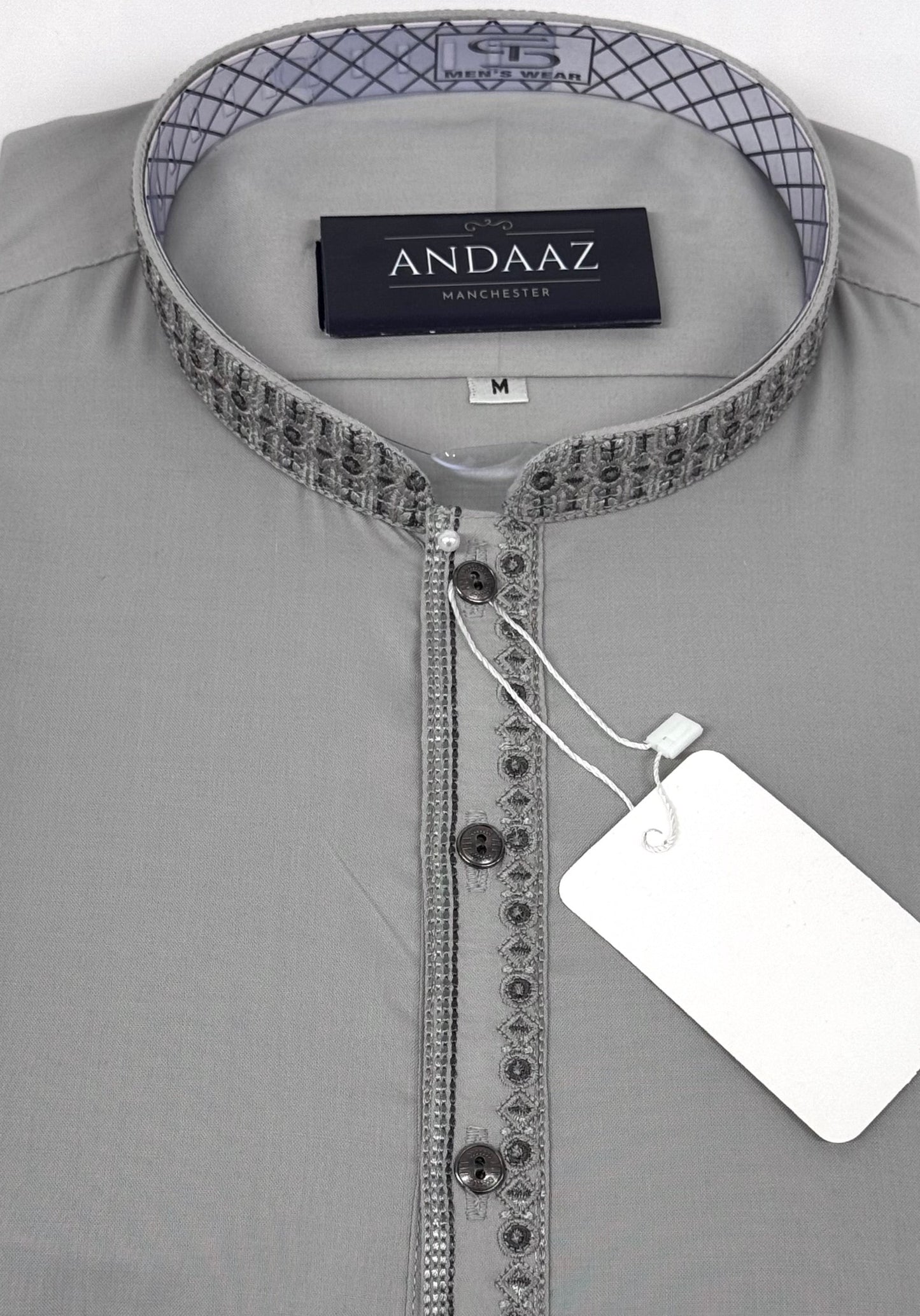 Men's Shalwar Kameez Light Grey Embroidery