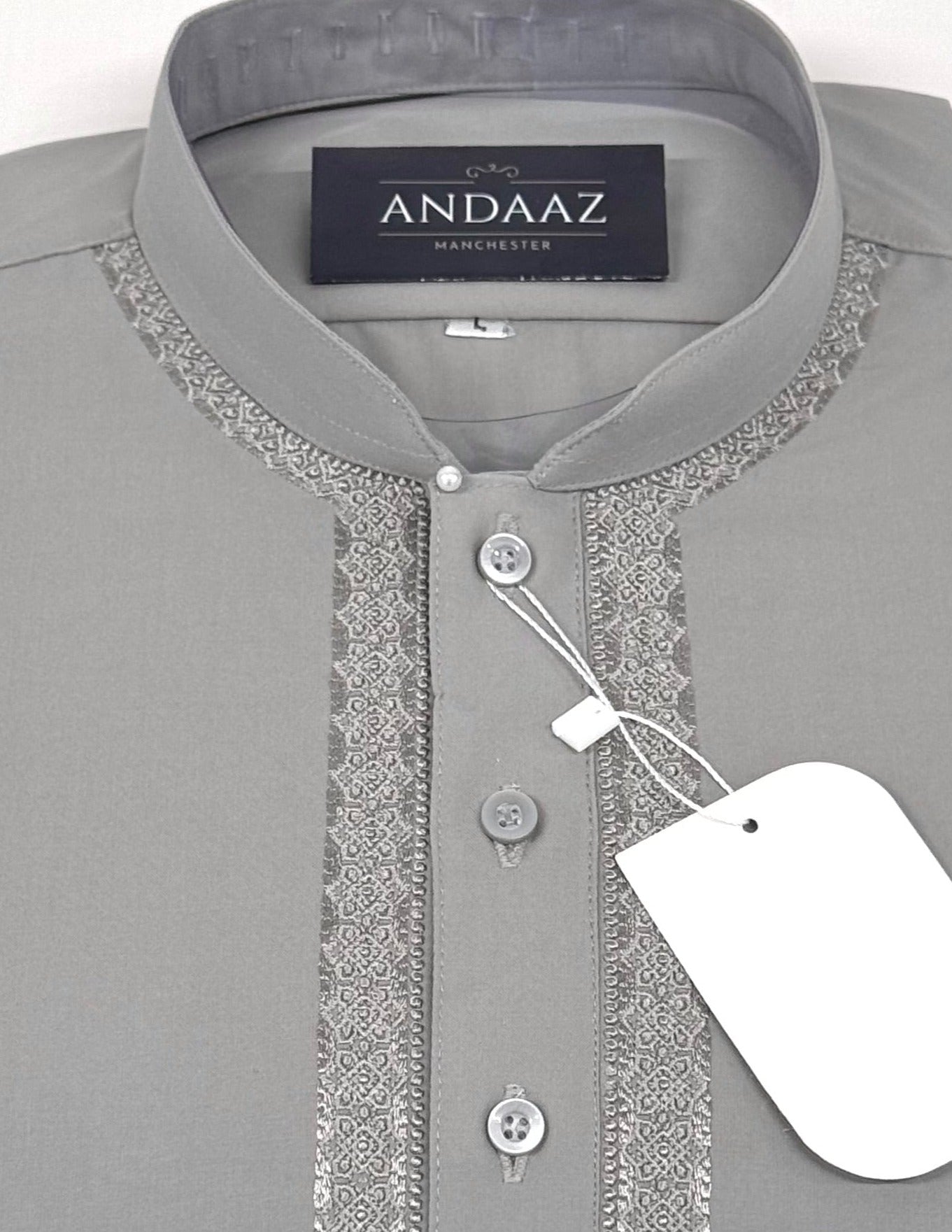 Men's Shalwar Kameez Grey Piyala Embroidery