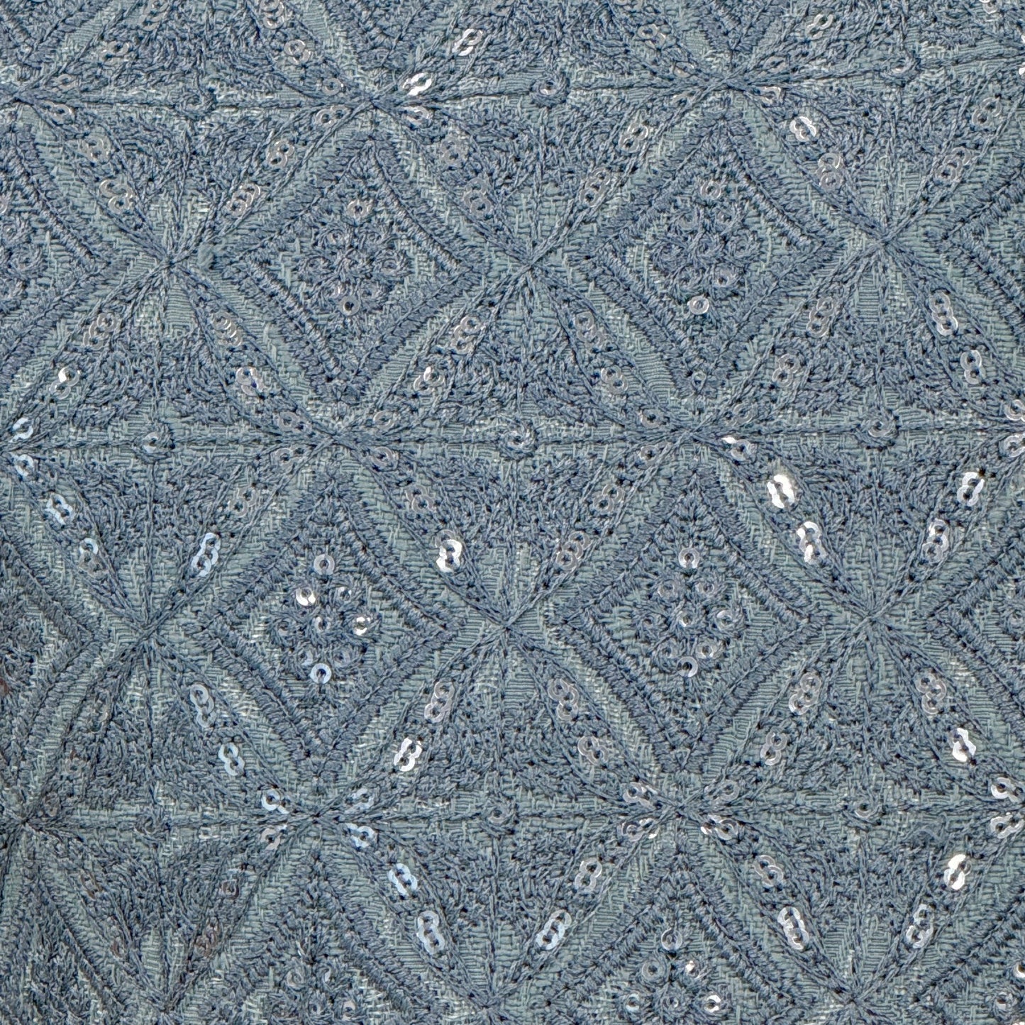 Men's Light Teal Sequin Diamond Jamawar Waistcoat