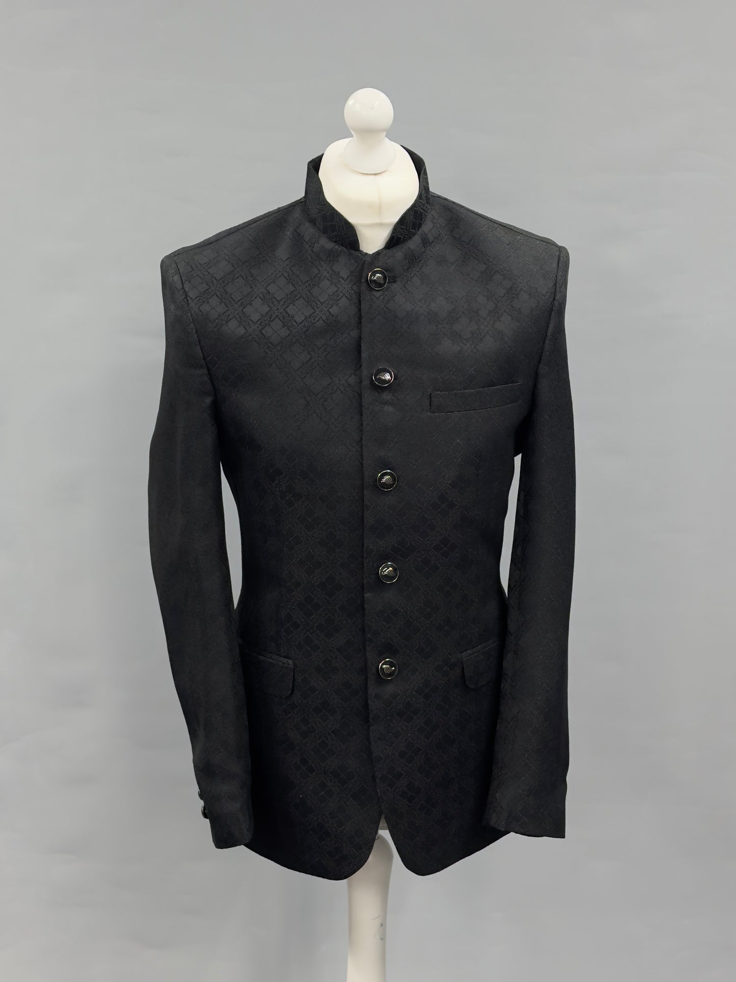 Men's Black Van Cleef Design Jamawar Prince Jacket