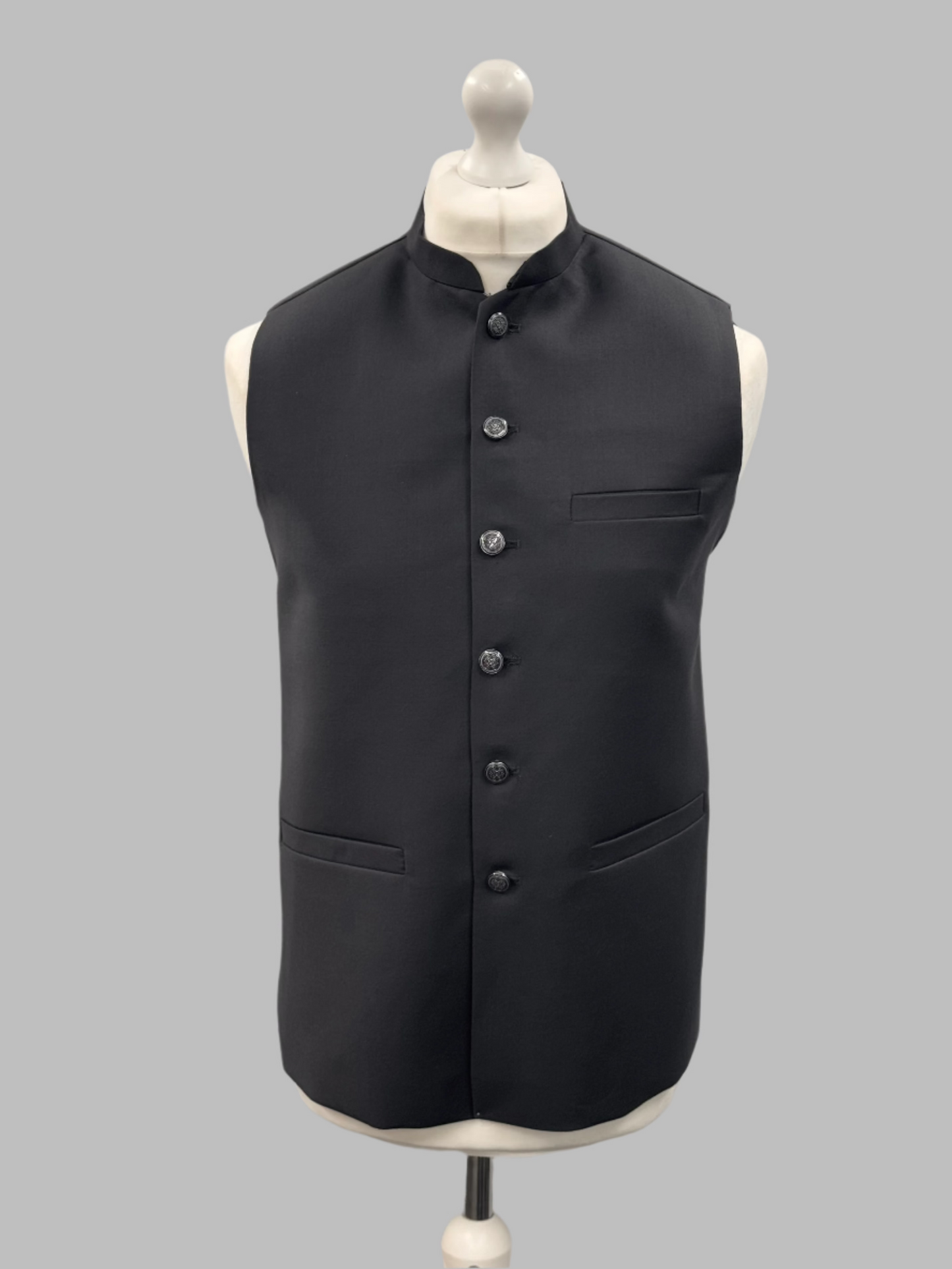 Men's Plain Grey Waistcoat Front View