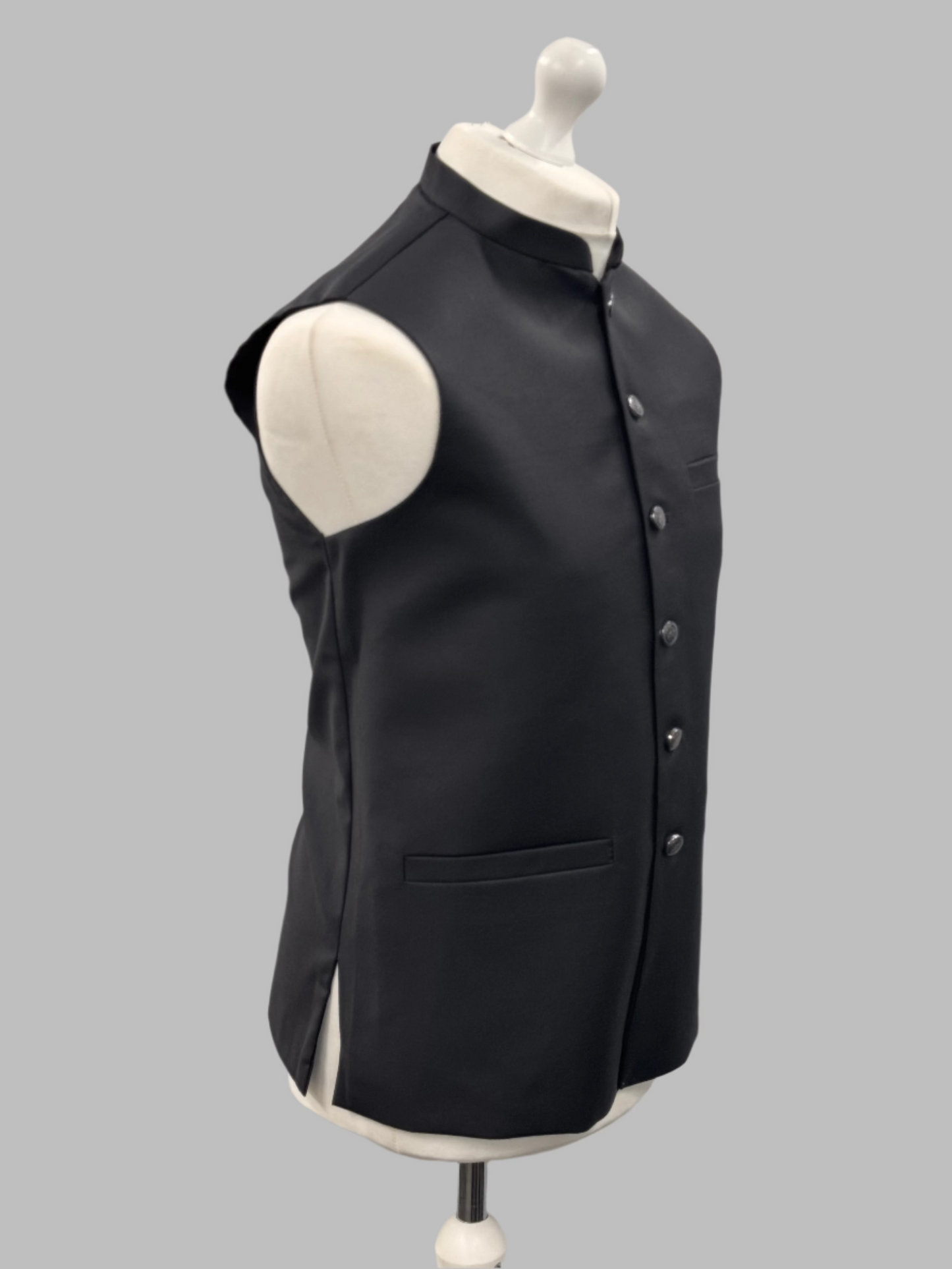 Men's Plain Grey Waistcoat Side View