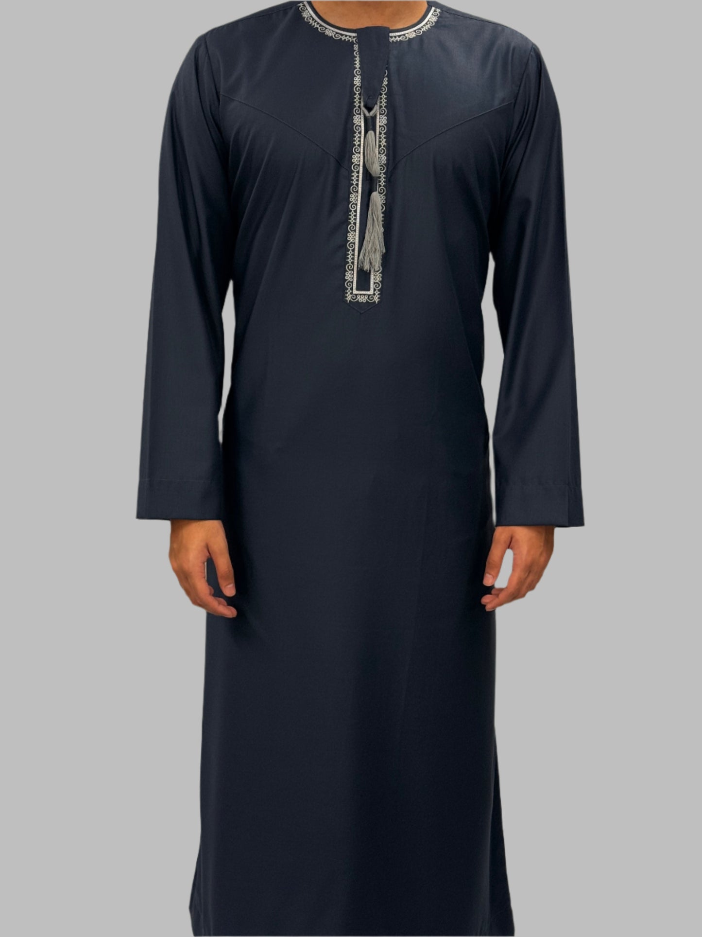 Men's Premium Embroidery Thobe Teal Front View
