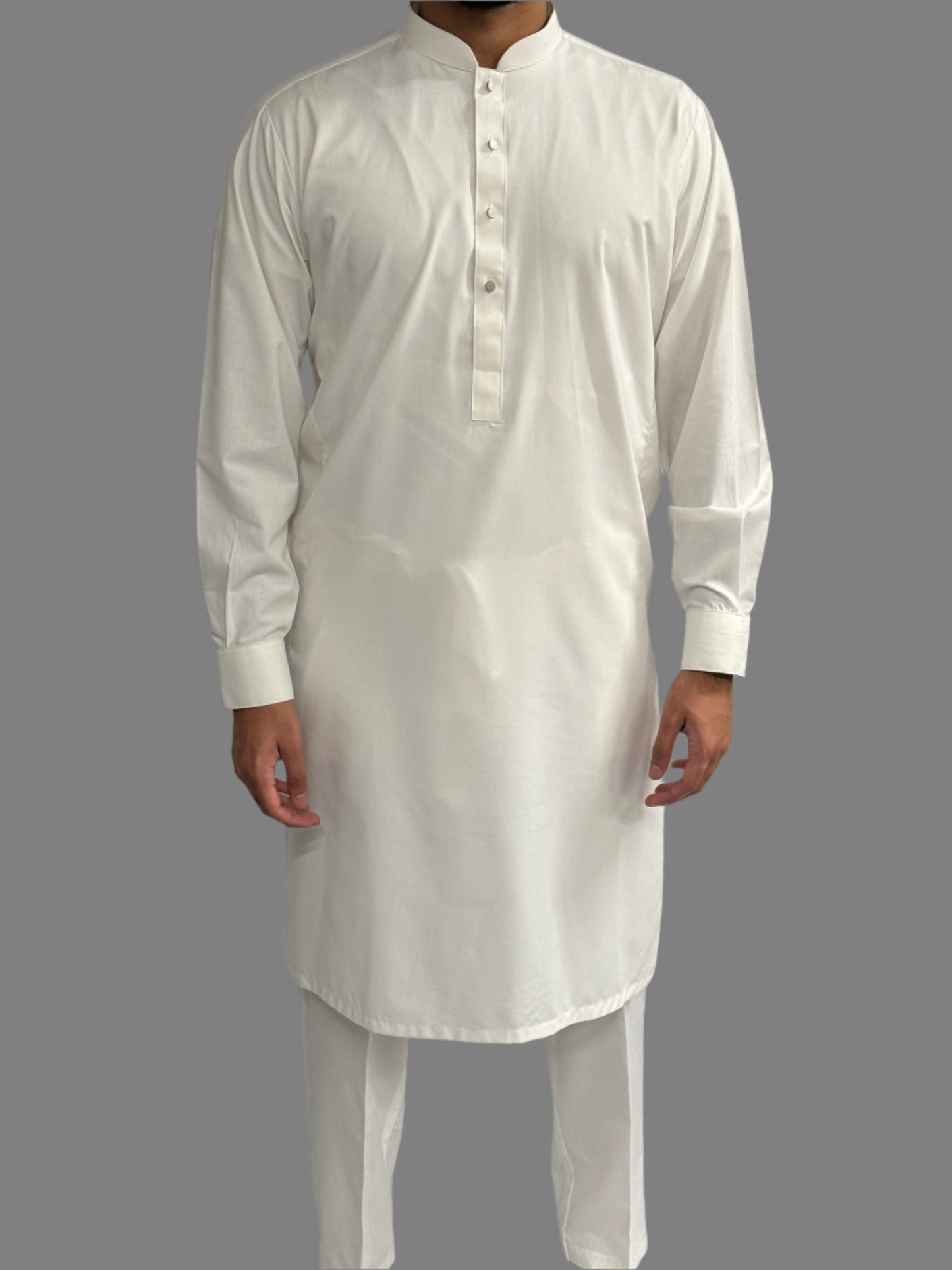 Men's Premium Trouser Kameez Plain Off White Front View