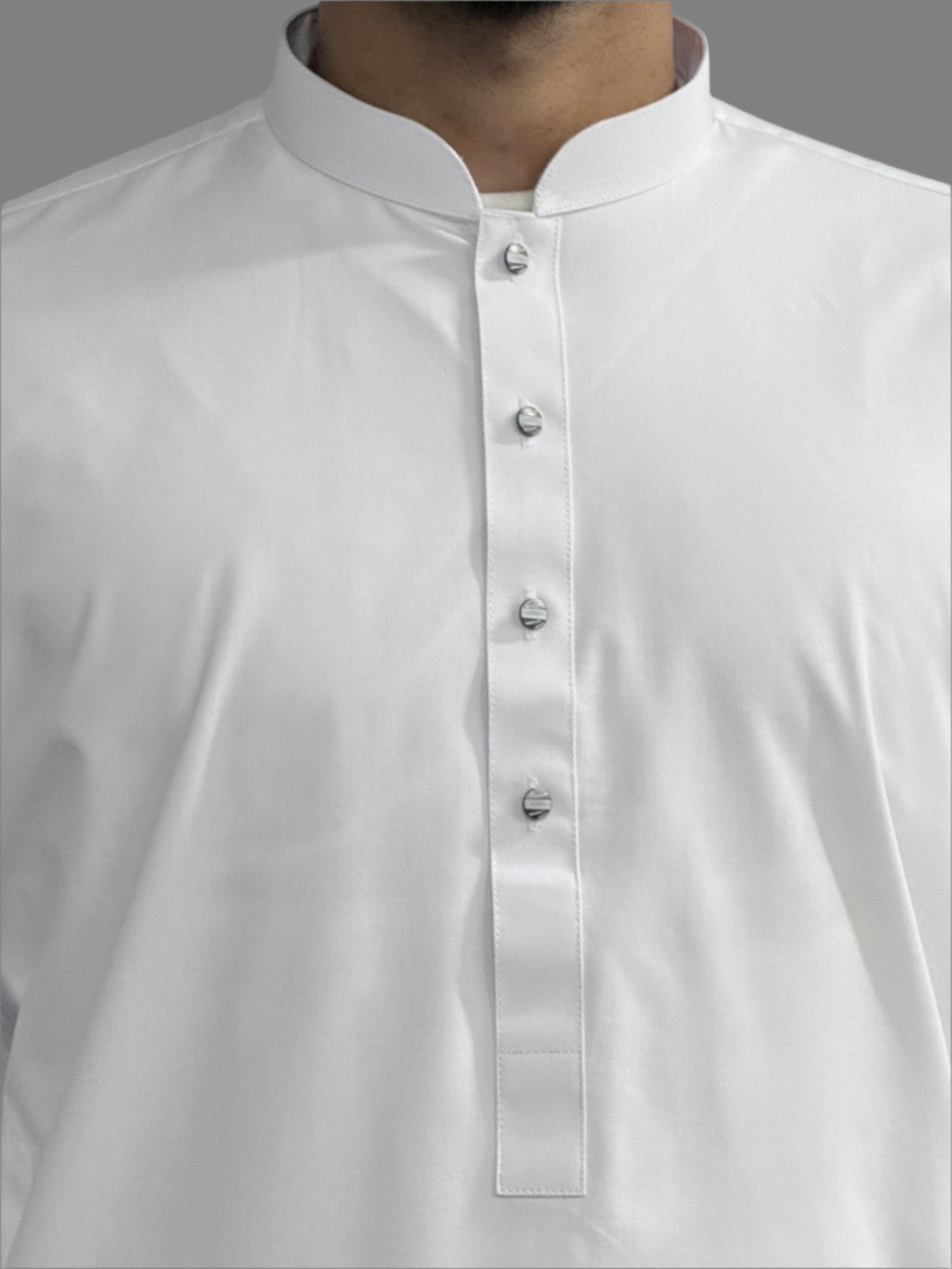 Men's Premium Trouser Kameez Plain White Close Up