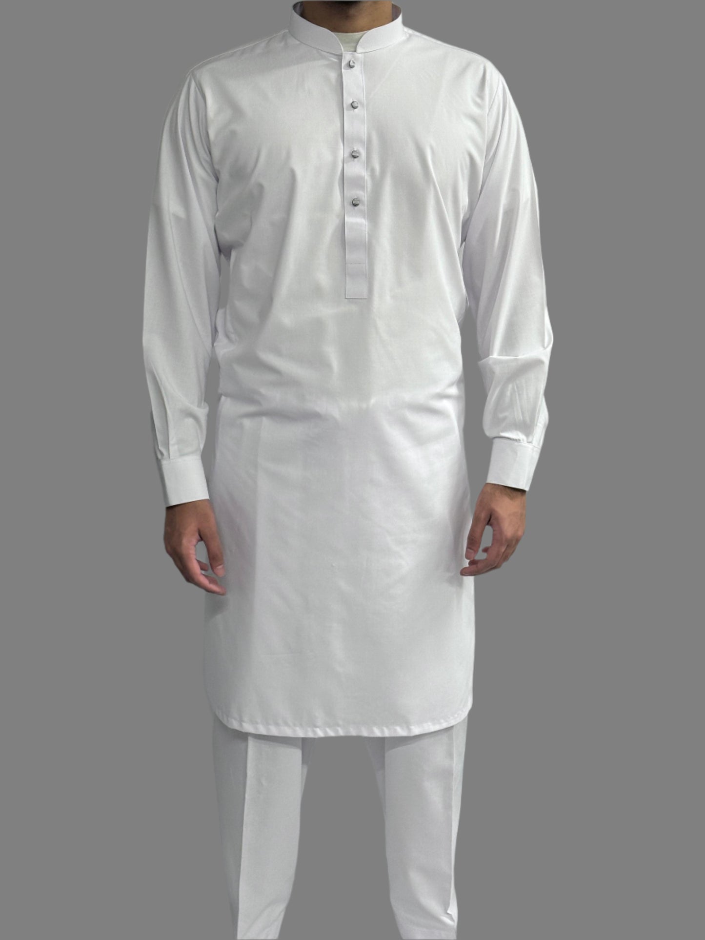 Men's Premium Trouser Kameez Plain White Front View