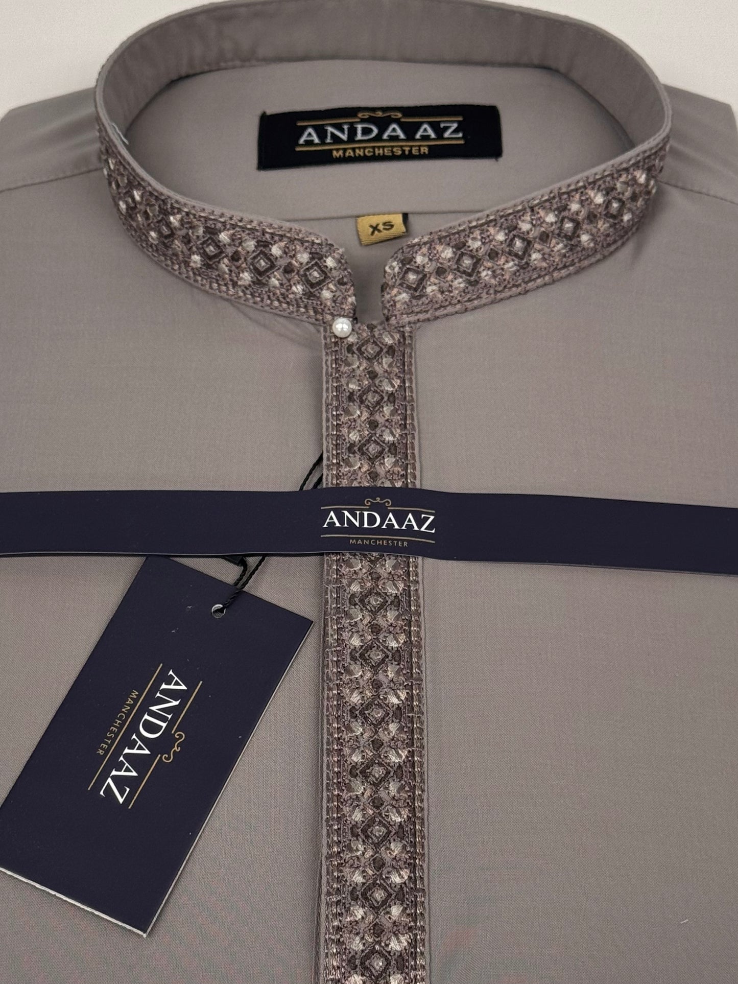Men's Shalwar Kameez Clay with Multi Colour Placket Embroidery