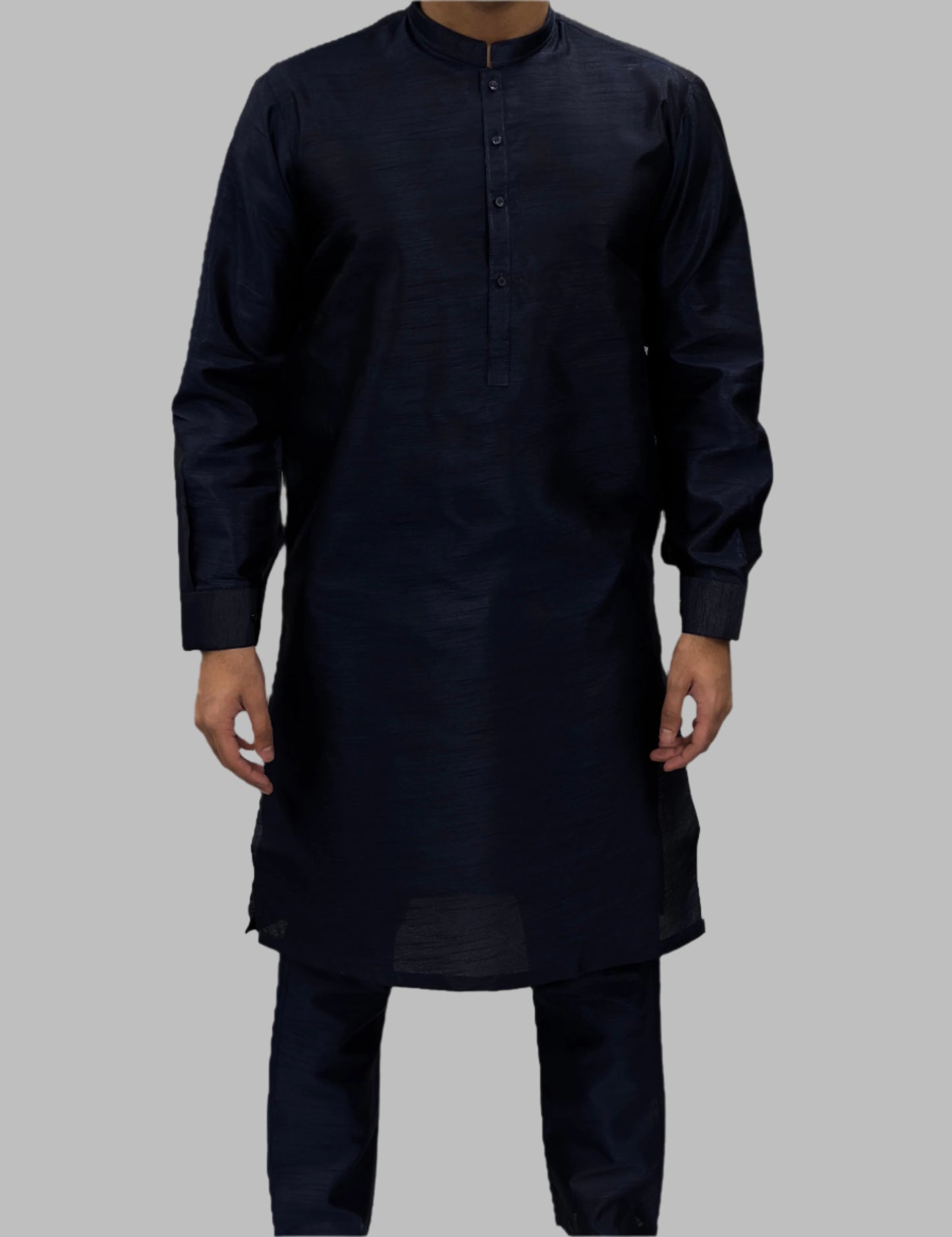 Men's Navy Plain Silky Trouser Suit
