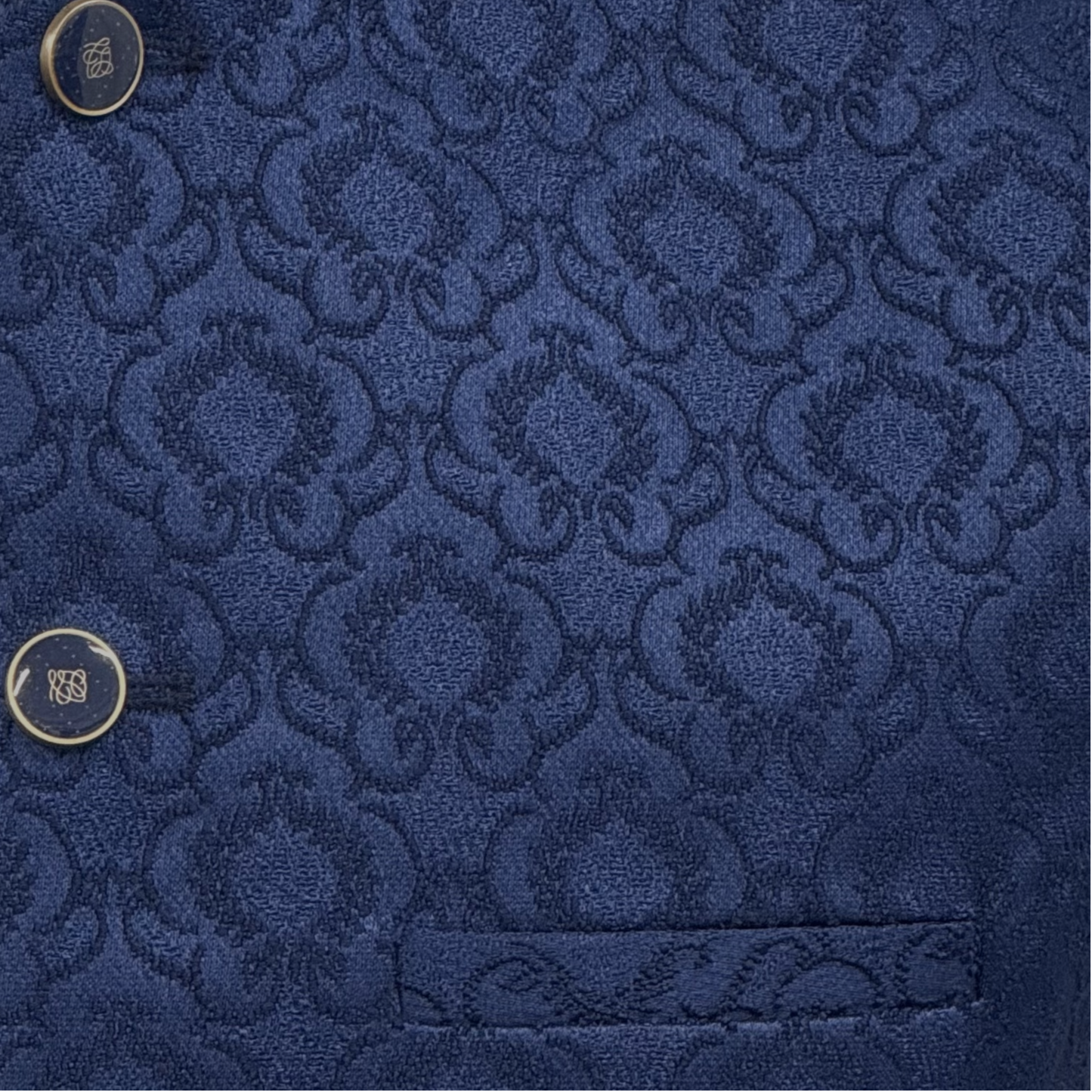 Men's Royal Design Navy Jamawar Waistcoat