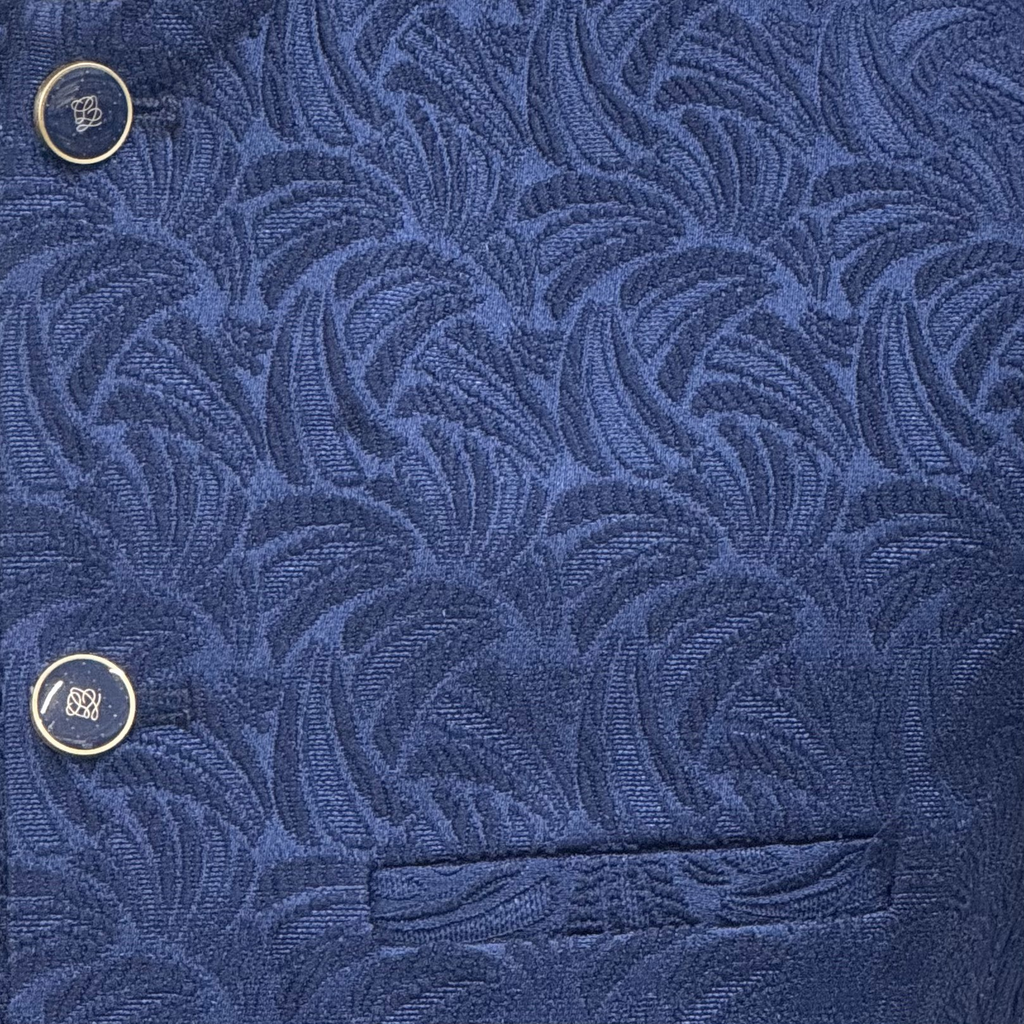 Boys Swirl Design Navy Jamawar Waistcoat