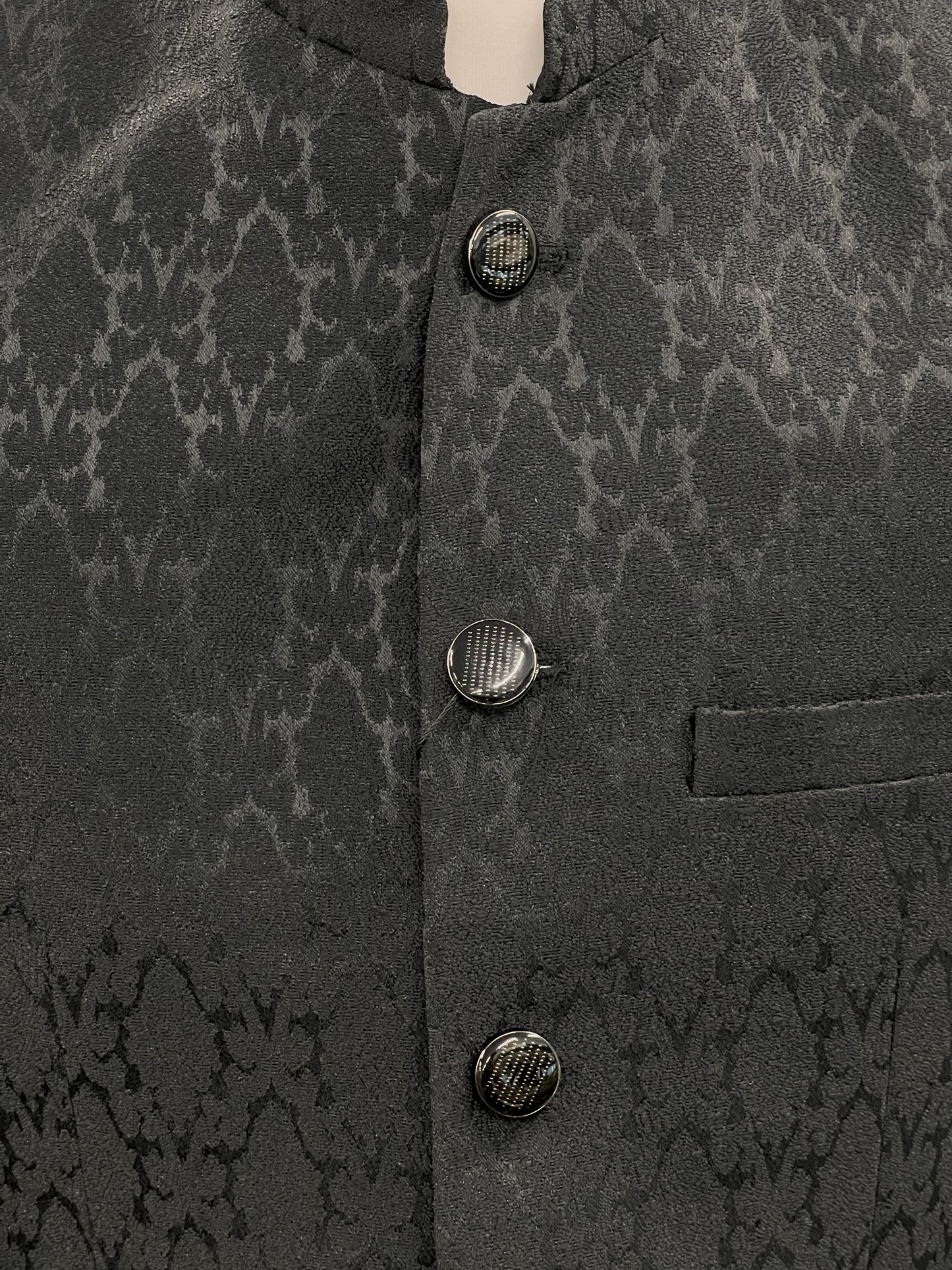 Men's Jamawar Black Royal Diamond Design Prince Jacket